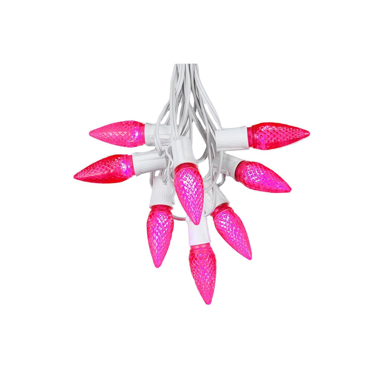 25 Foot C9 LED Outdoor Lighting Patio Christmas String Light Set, White Wire, 25 Bulbs