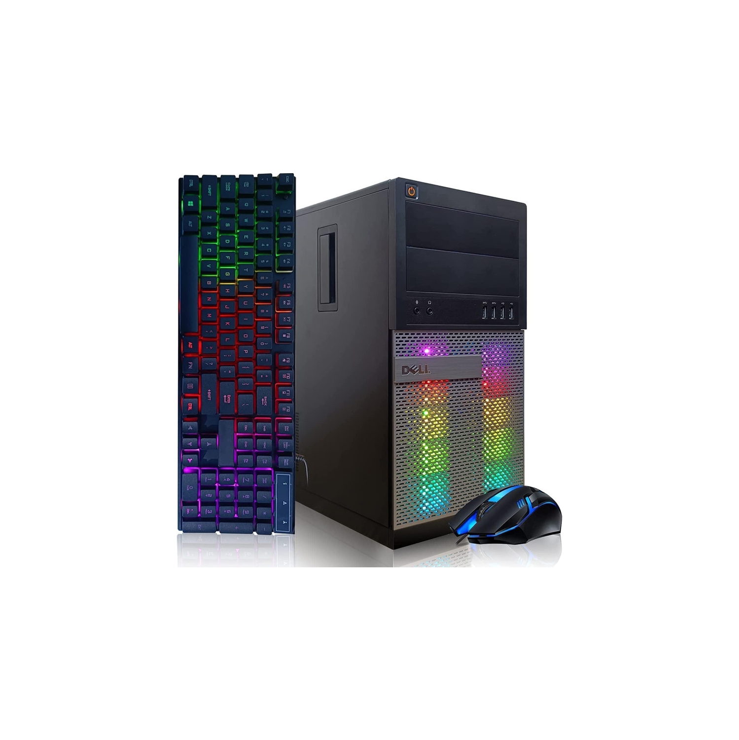 Dell RGB Gaming Desktop Computer, Intel Quad Core I7 up to 3.9GHz, Radeon RX 5500 XT 8G GDDR6, 32GB Memory, 2T SSD, RGB Keyboard & Mouse, 600M WiFi & BT, Win 10 Pro -Refurbished