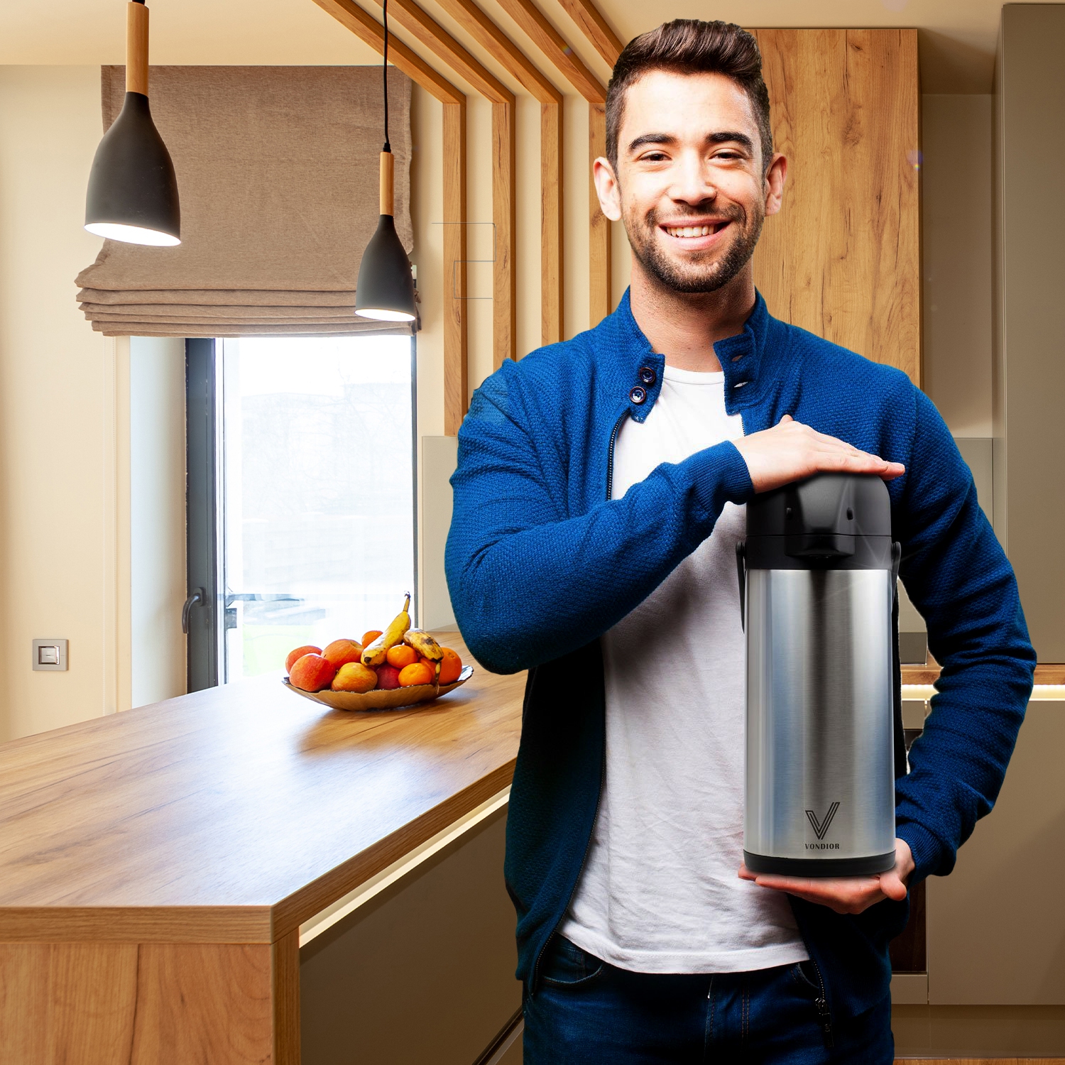 Distributeur de café Airpot avec pompe Vondior - distributeur de boissons thermiques en inox isotherme- 102 oz