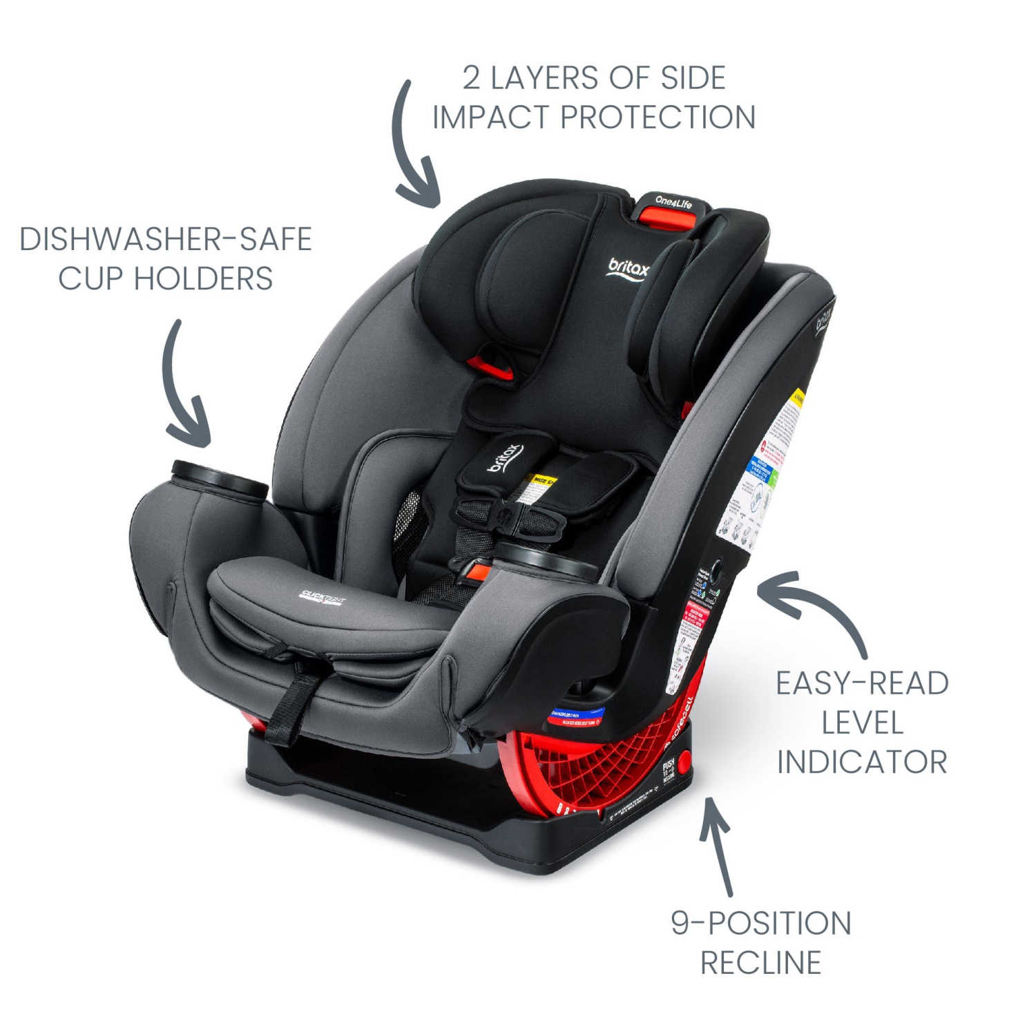 Siège d'auto convertible tout-en-un ClickTight One4Life de Britax - Onyx Stone