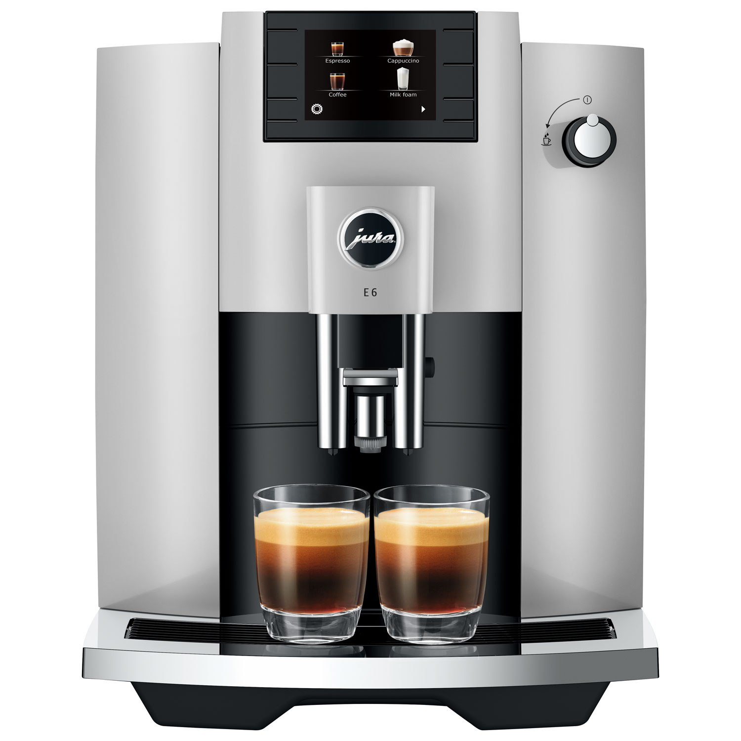 Jura E6 Automatic Espresso Machine with Frother & Coffee Grinder - Platinum