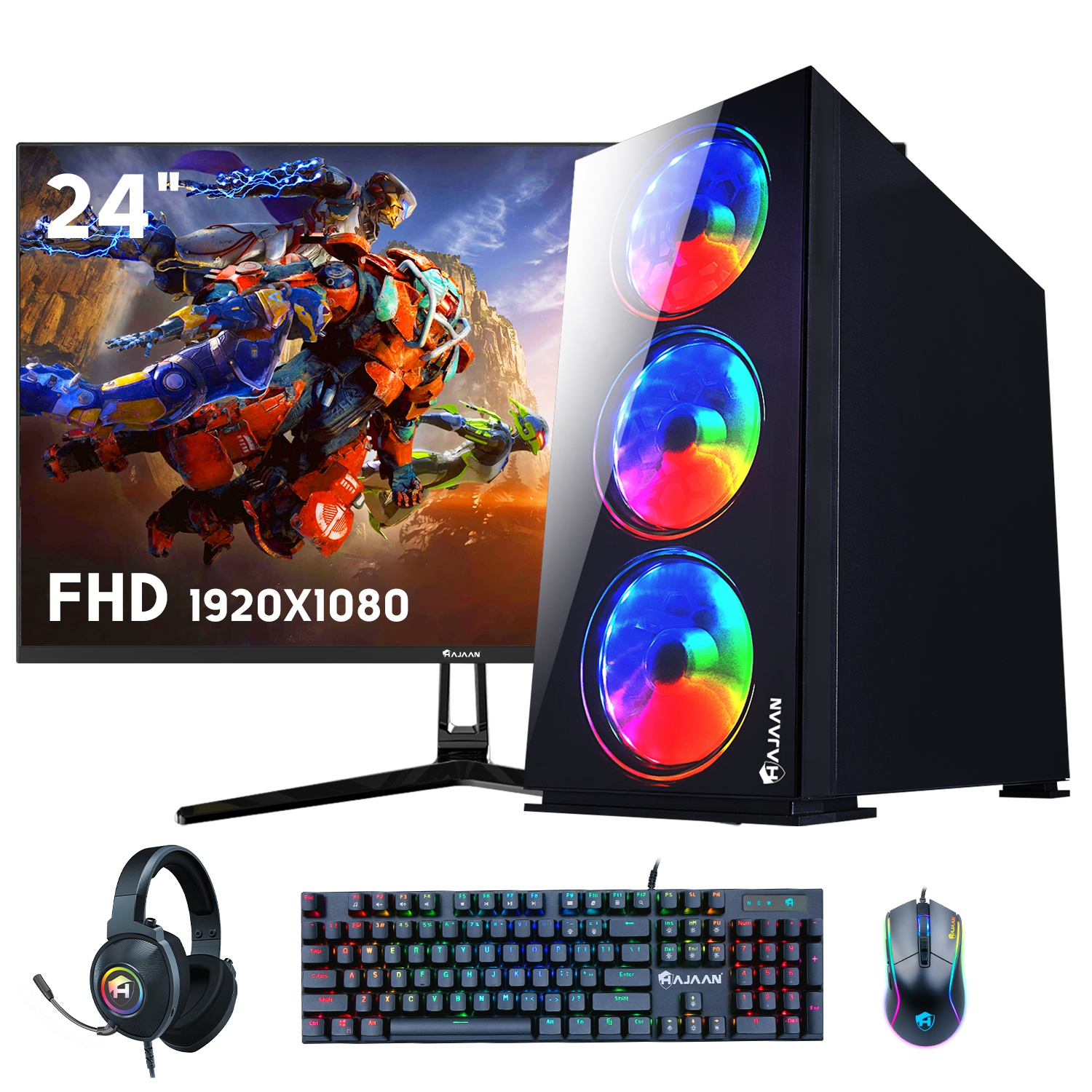 Refurbished (Excellent) Prebuilt Gaming PC Desktop Tower, Intel Core i7 3.6GHz, GeForce RTX 2060 6G, 32GB RAM 1TB SSD, New 24″ Gaming Monitor, Gaming Headset, AC WiFi, Win 10 Pro