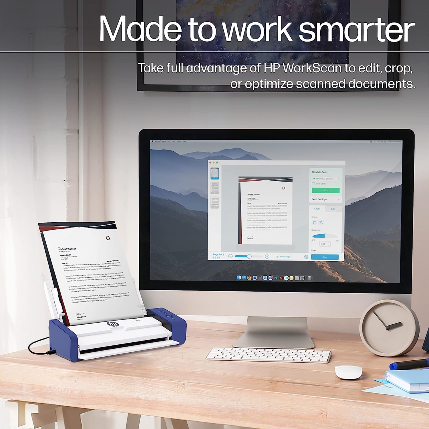 HP – Numériseur de documents et de photos recto verso avec plateau à alimentation automatique pour numérisation à 2 côtés, blanc