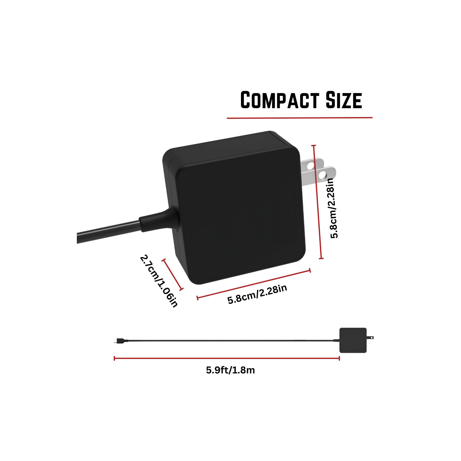 BATTDEPOT Latitude 12 5285 65W DC5-20V USB C Type C Laptop AC Adapter Charger