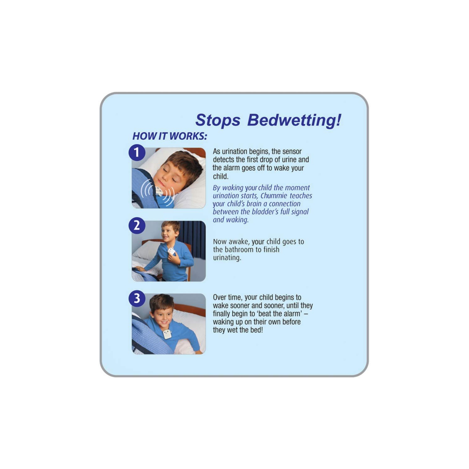 Chummie Premium Bedwetting Alarm for Deep Sleepers - Award Winning, Clinically Proven System with Loud Sounds, Bright Lights and Strong Vibrations,