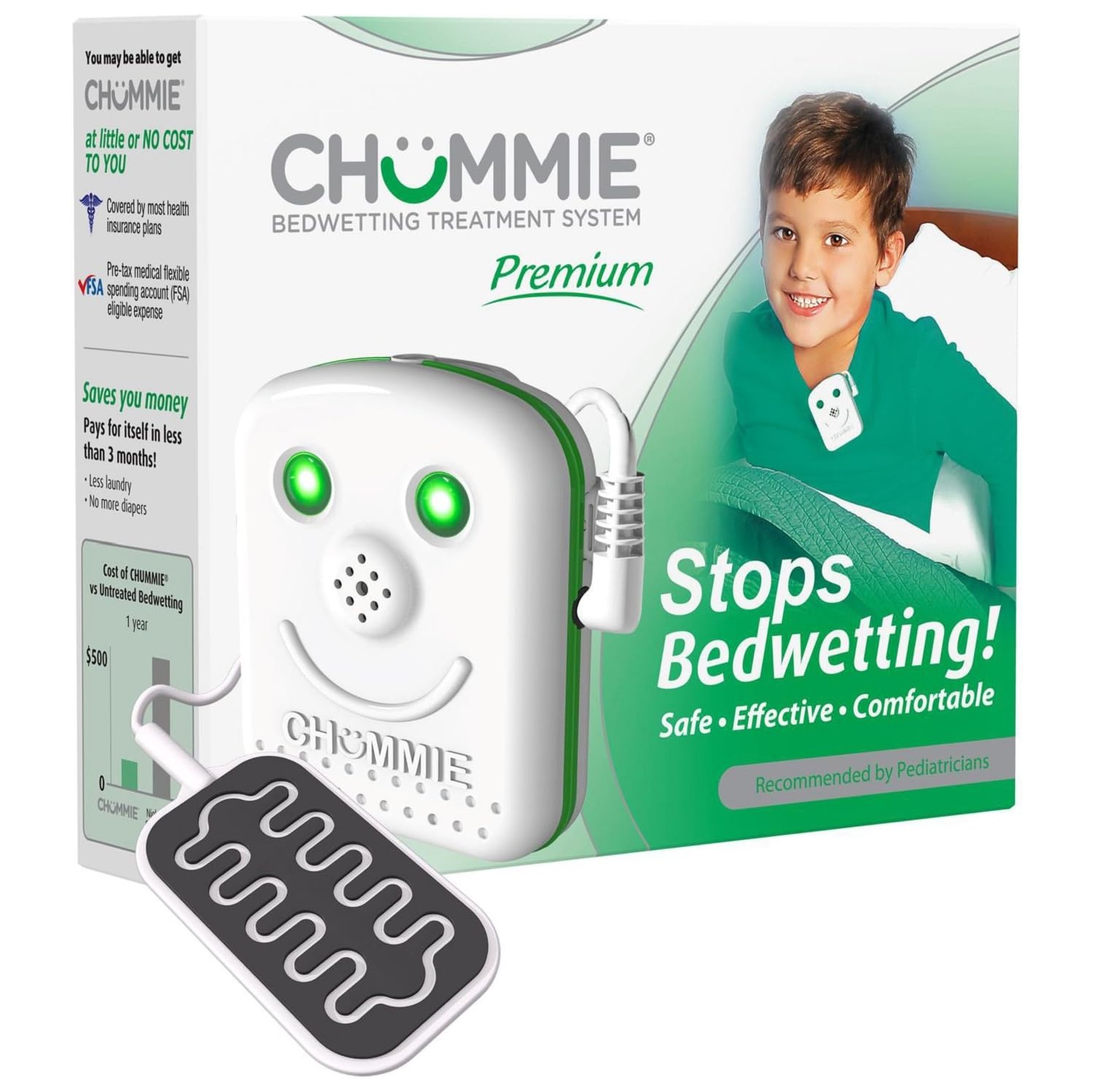 Chummie Premium alarme de mouillage de lit pour les personnes qui dorment profondément - système primé et cliniquement éprouvé avec sons forts,