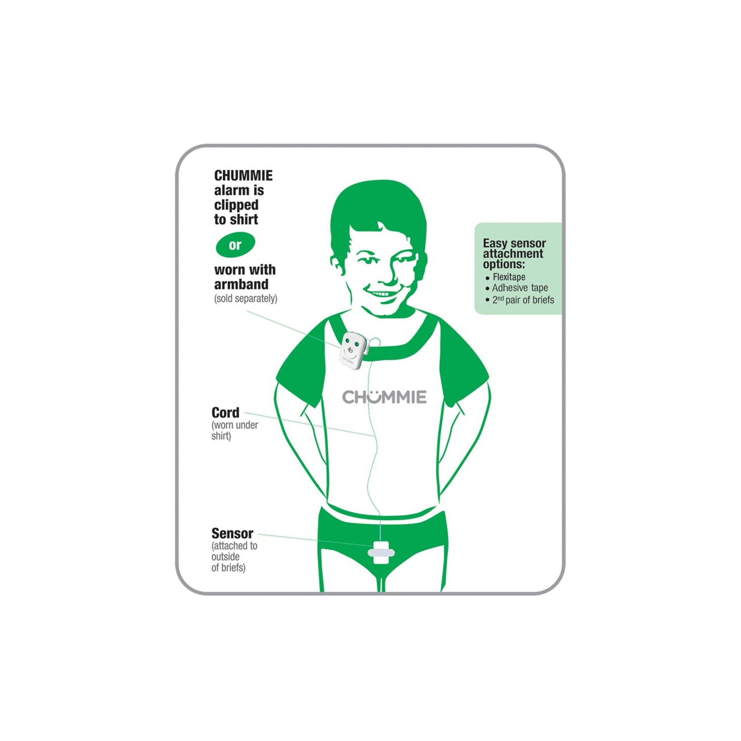 Chummie Premium alarme de mouillage de lit pour les personnes qui dorment profondément - système primé et cliniquement éprouvé avec sons forts,