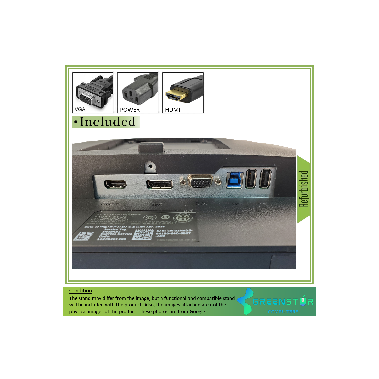 Refurbished(Good) - Dell Professional P2017H 20" Widescreen 1600X900 HD+ LED Backlight LCD IPS Panel Monitor