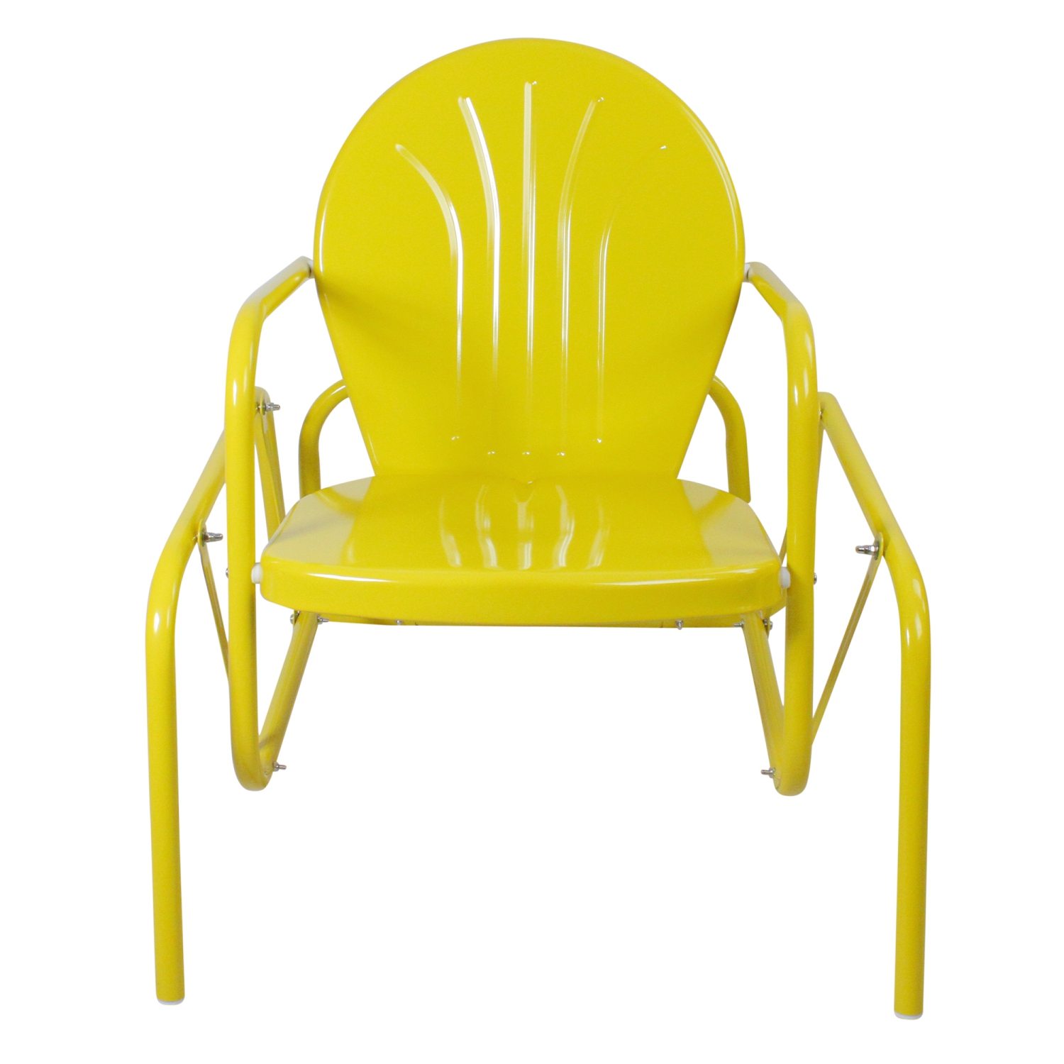 Outdoor Retro Metal Tulip Glider Patio Chair, Yellow