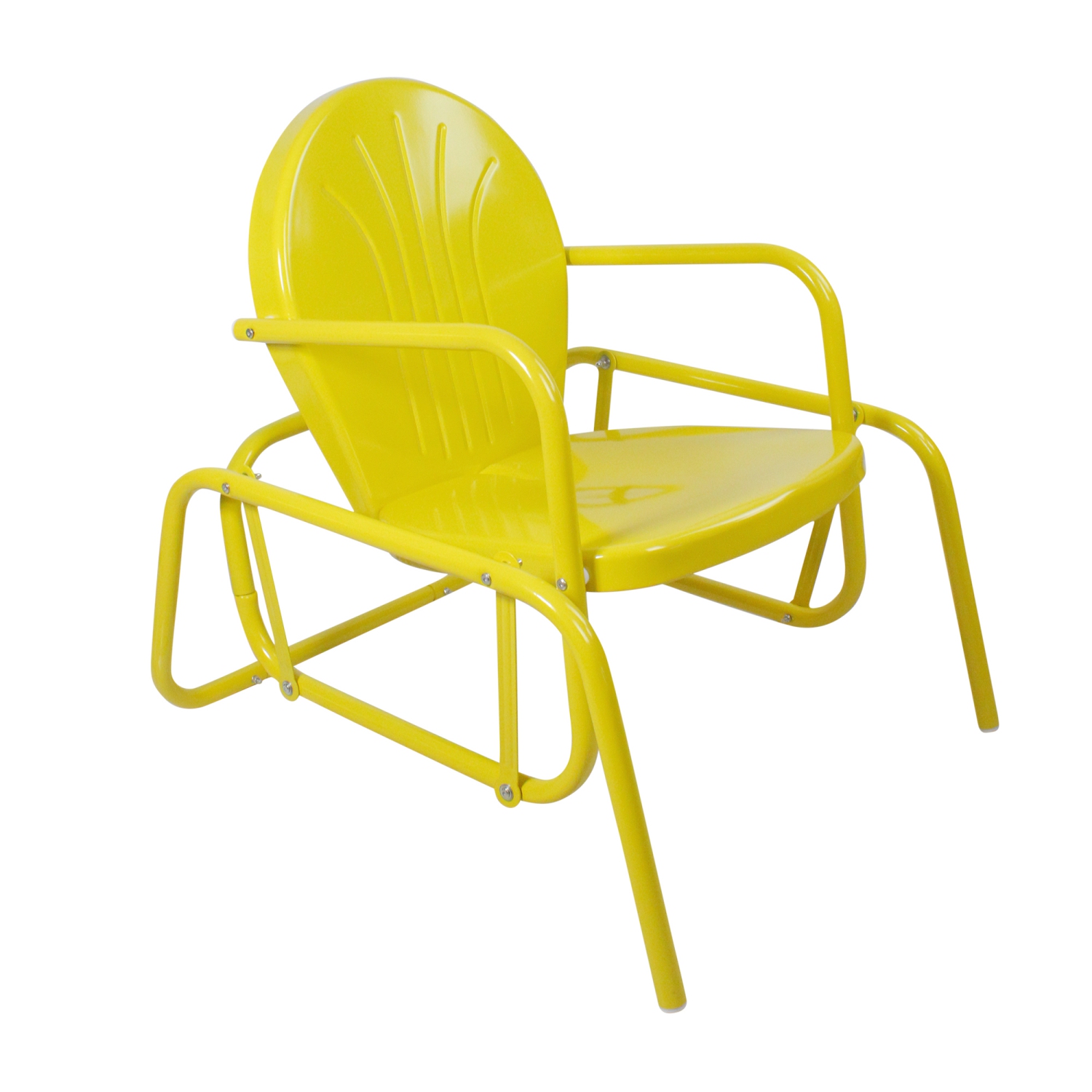 Outdoor Retro Metal Tulip Glider Patio Chair, Yellow
