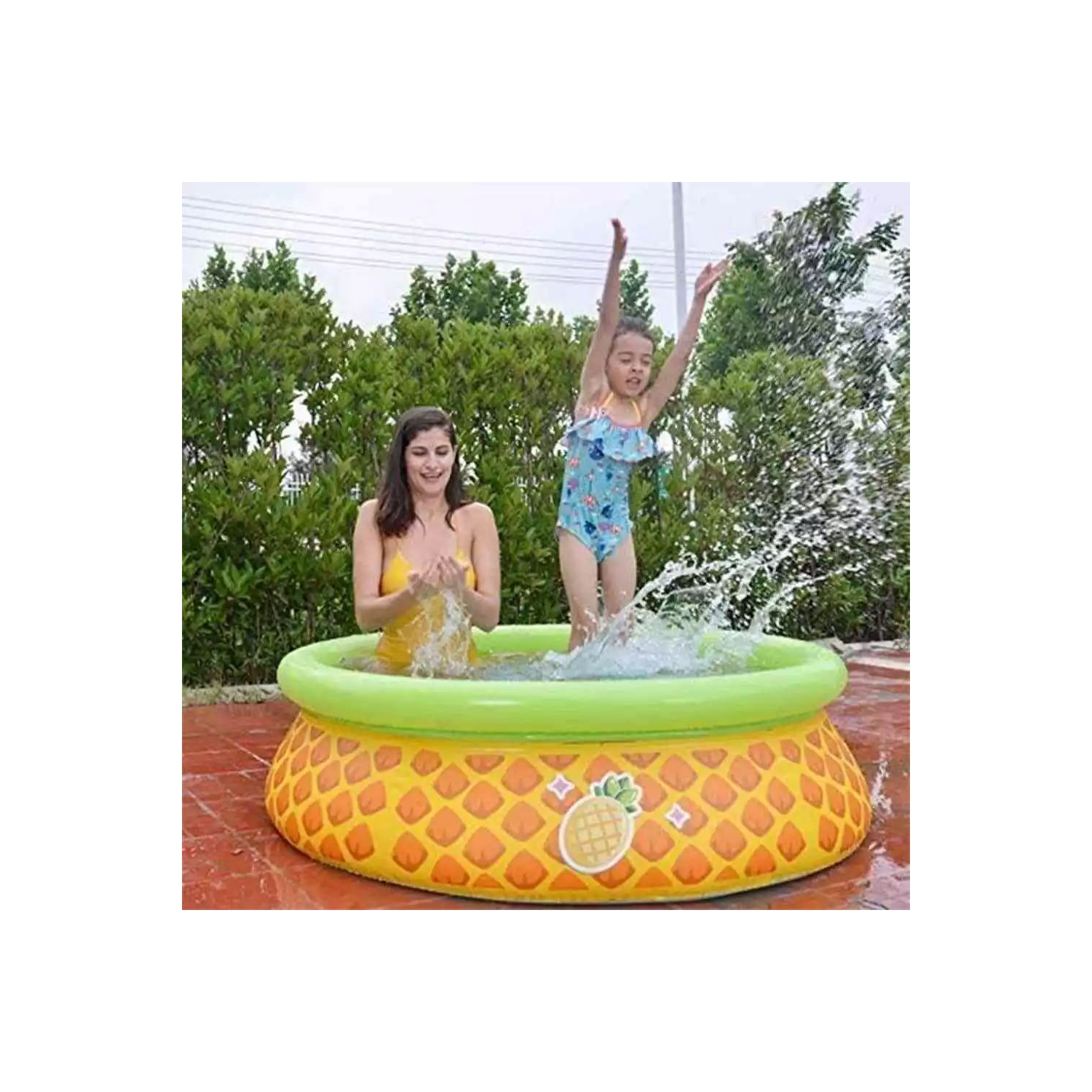 5' Inflatable Yellow and Green Pineapple Kiddie Swimming Pool