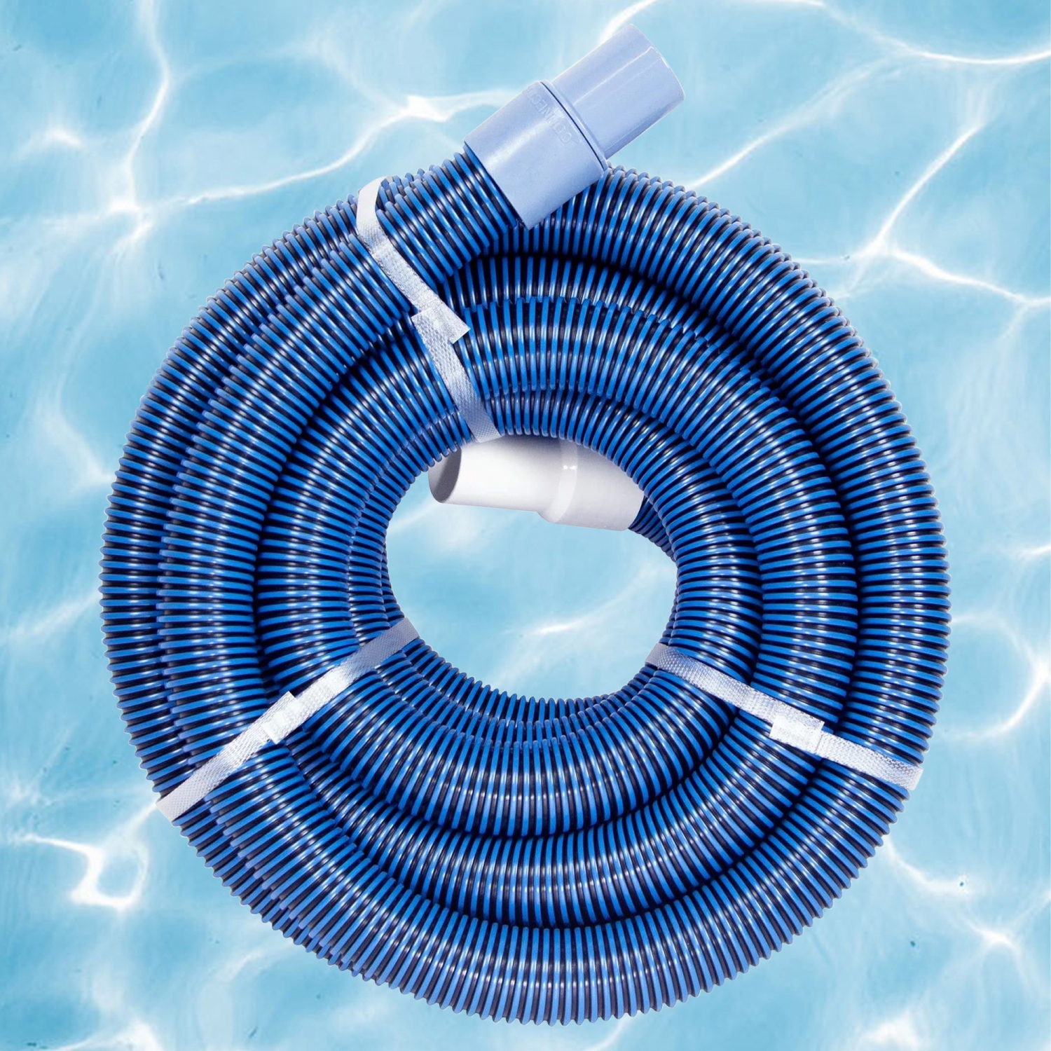 Tuyau de piscine à spirale pour aspirateur d'Hydro Tools, bleu et blanc, 30 pi x 1,5 po