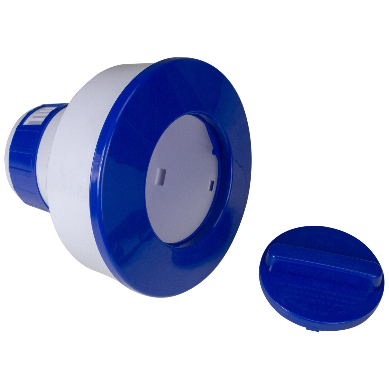 Distributeur de chlore flottant pour piscine, bleu et blanc, 7 po