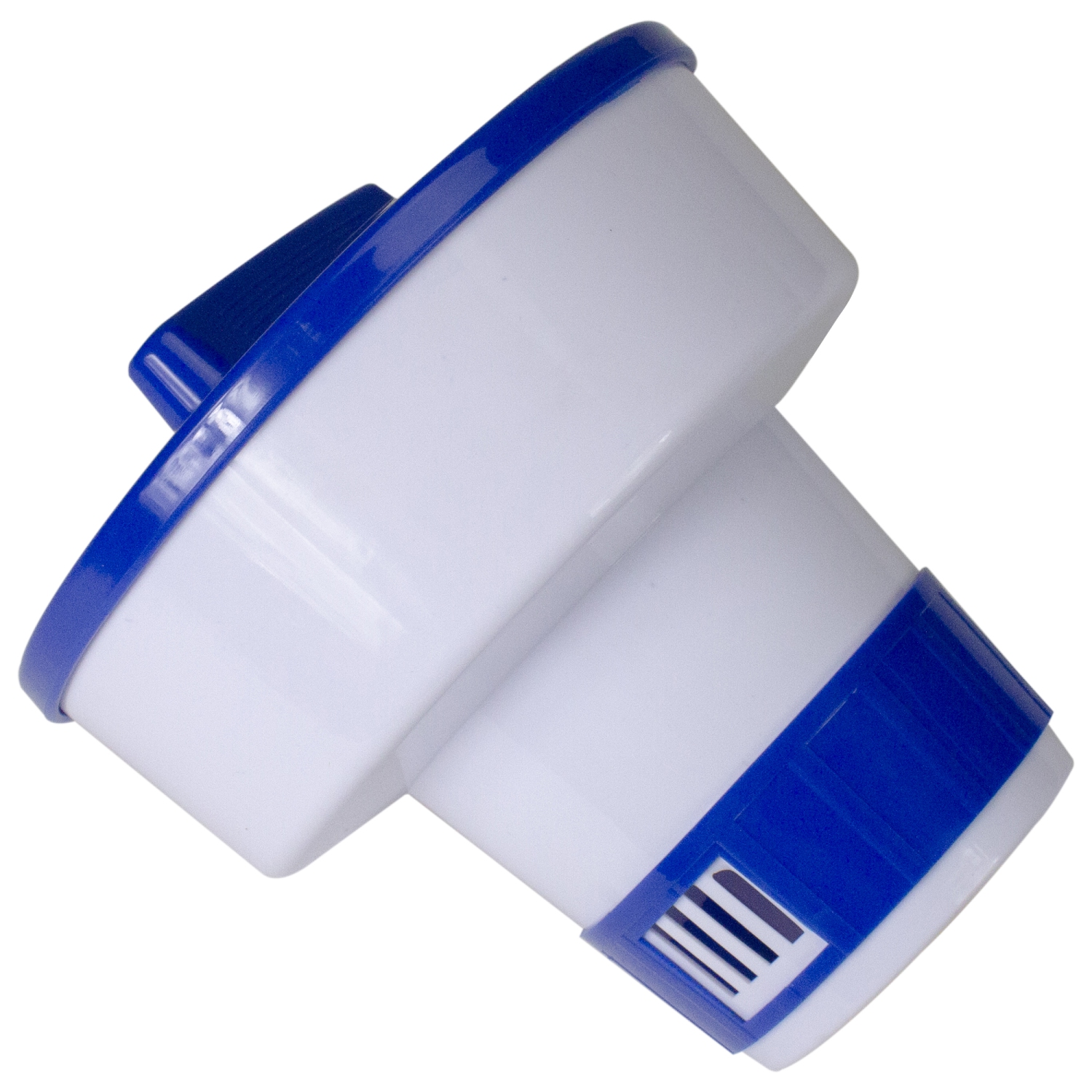 Distributeur de chlore flottant pour piscine, bleu et blanc, 7 po