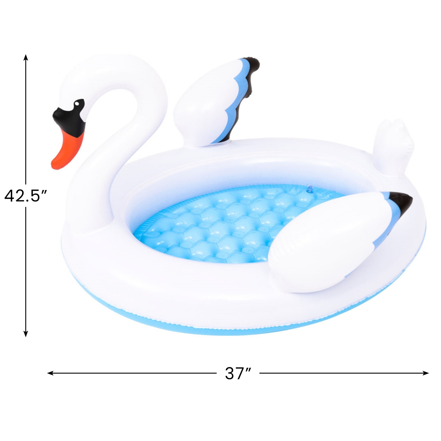 Piscine gonflable pour enfants en forme de cygne blanc et bleu de 42,5 po