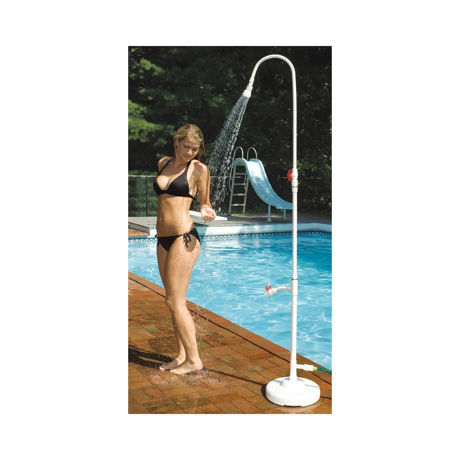 86-Inch White Standard Poolside Swimming Pool Shower with Foot Wash Spigot
