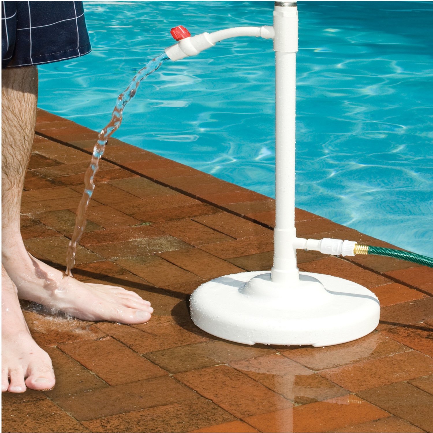 86-Inch White Standard Poolside Swimming Pool Shower with Foot Wash Spigot