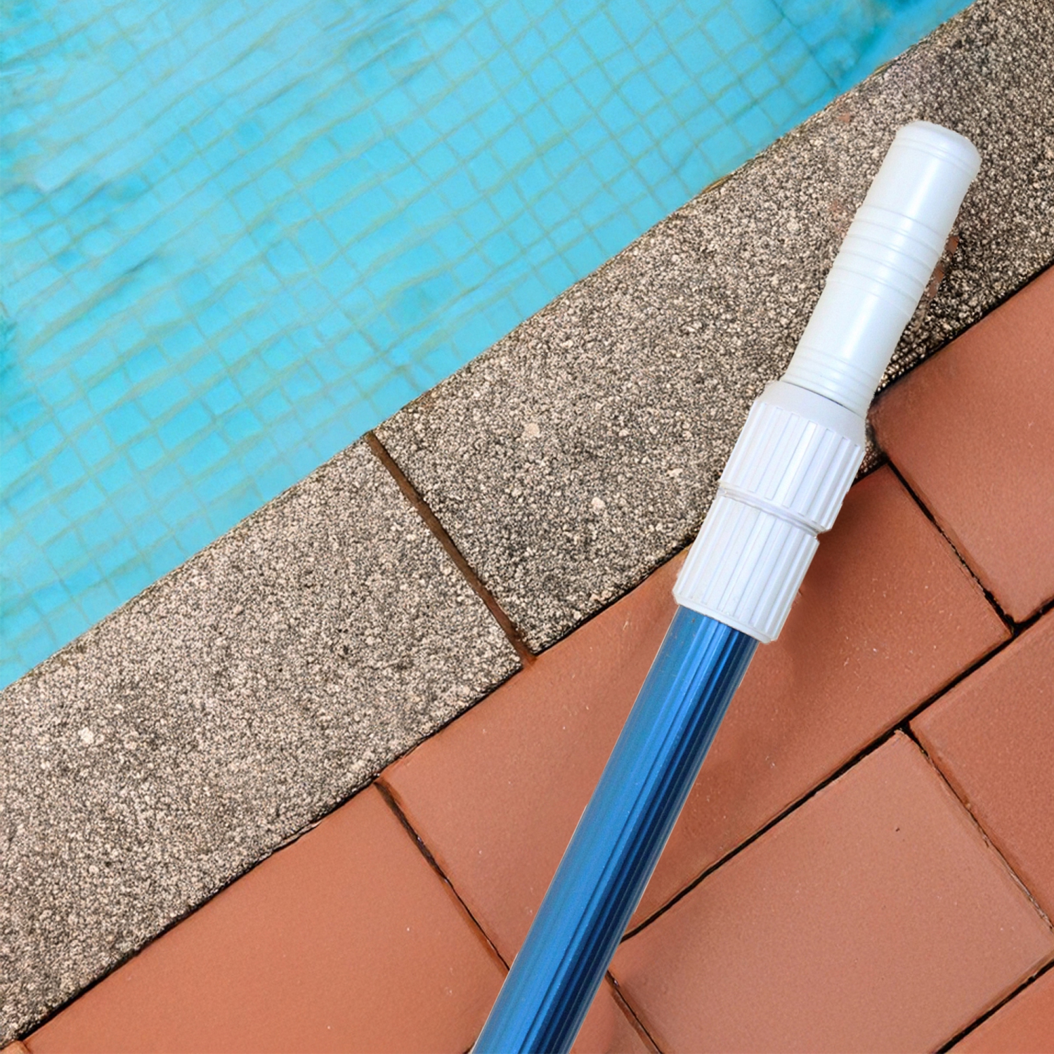 15.75' Blue Corrugated Adjustable Telescopic Pole for Vacuum Heads and Skimmers