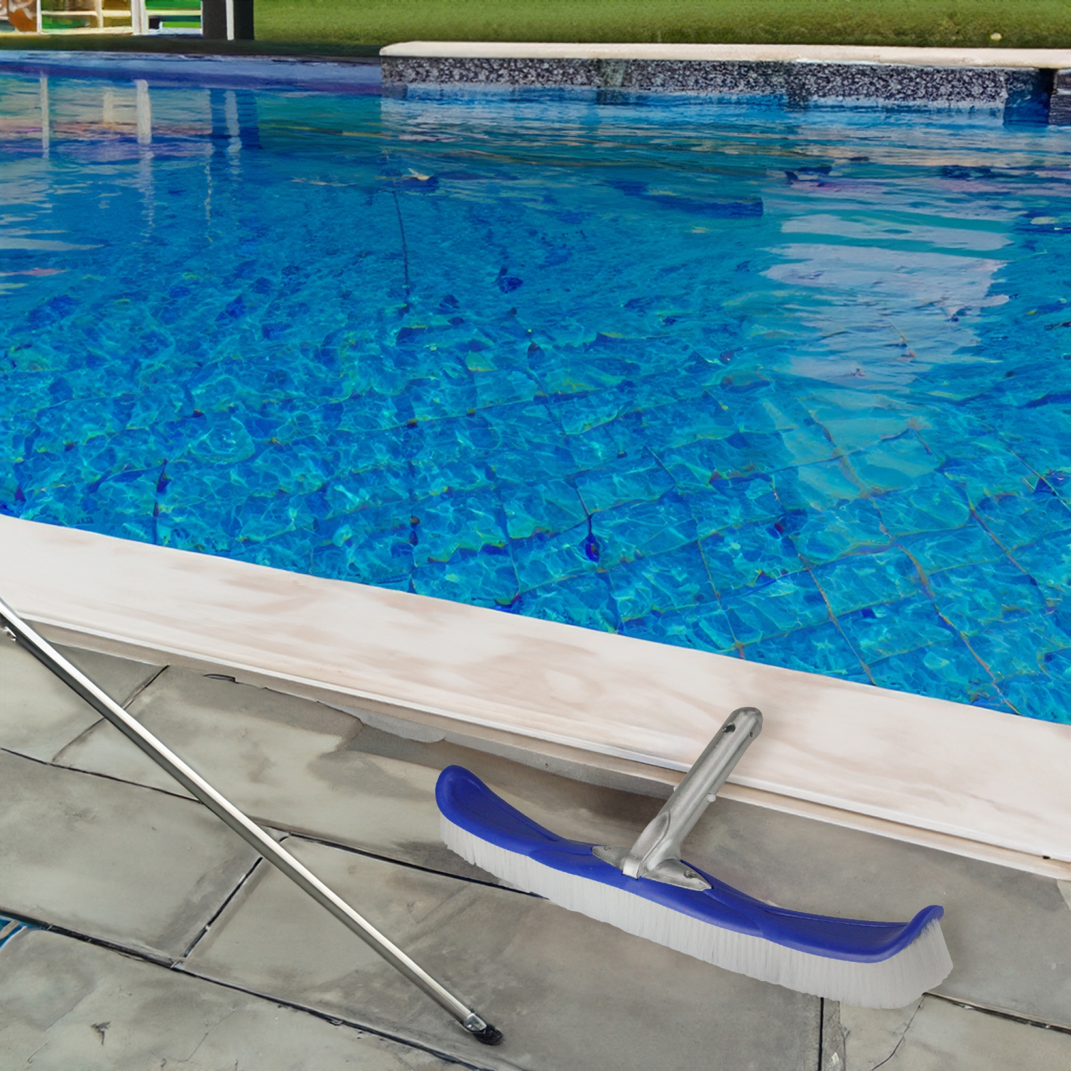 Brosse à poils souples bleue de 19 po pour piscines