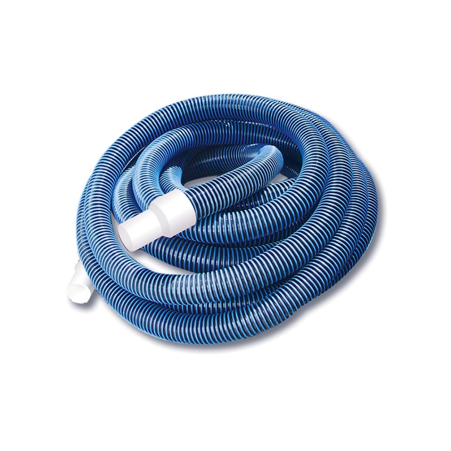 Tuyau d'aspirateur à spirale bleu et blanc avec poignets, 21 pi x 1,25 po