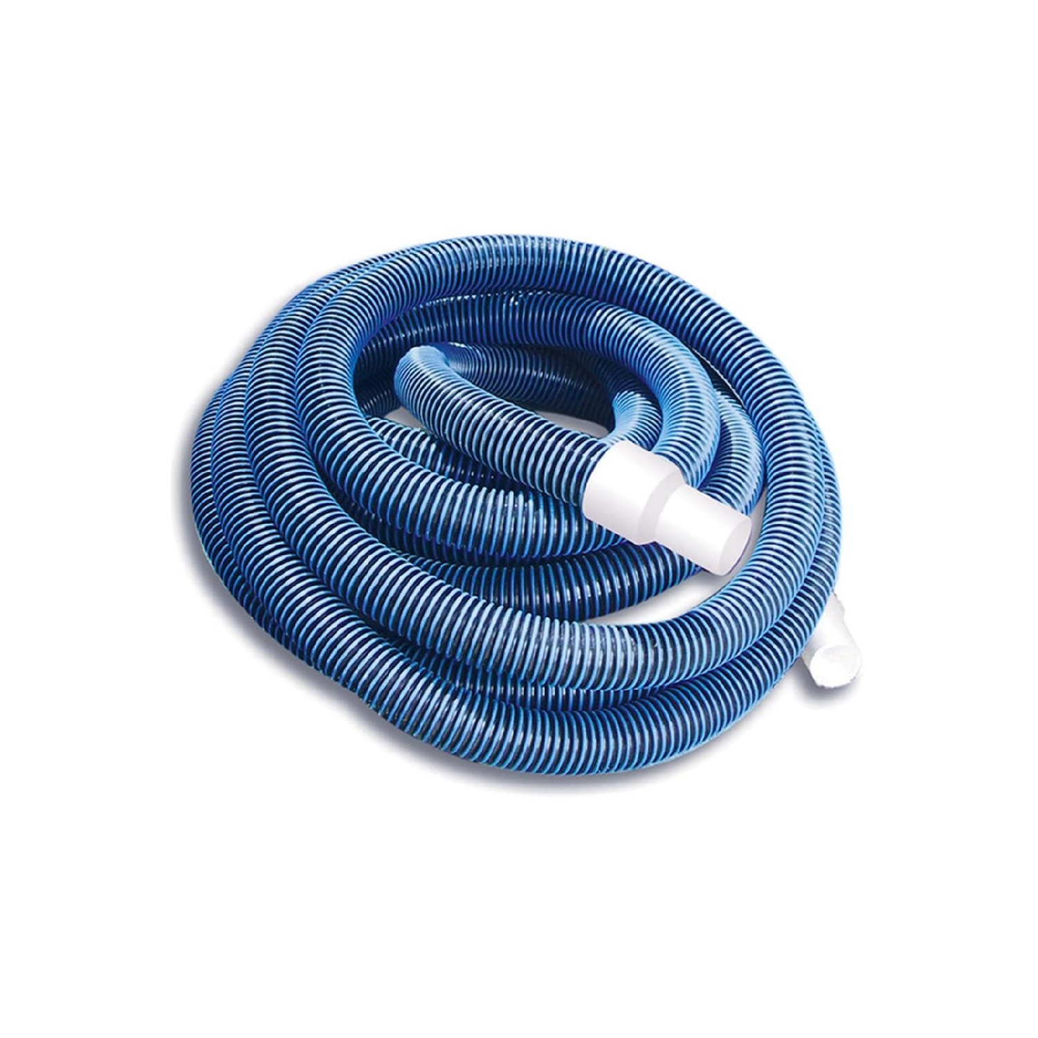 Tuyau d'aspirateur à spirale bleu et blanc avec poignets, 21 pi x 1,25 po