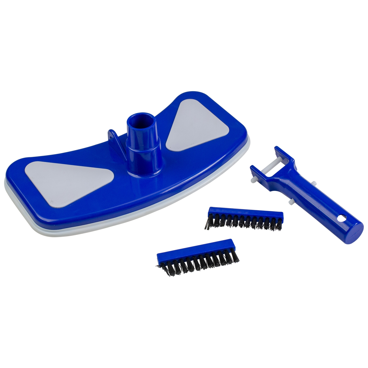 Tête d'aspirateur papillon avec pare-chocs, toile bleue et blanche de 11,5 po pour piscine