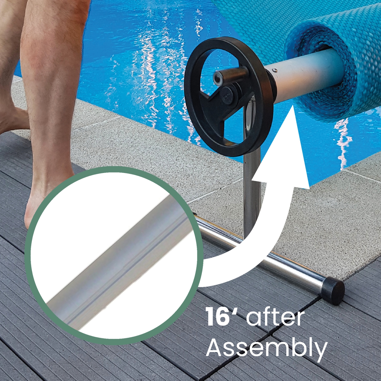 Tubes de 16 pi x 3 po pour système de couverture de piscine creusée - Ensemble de 4