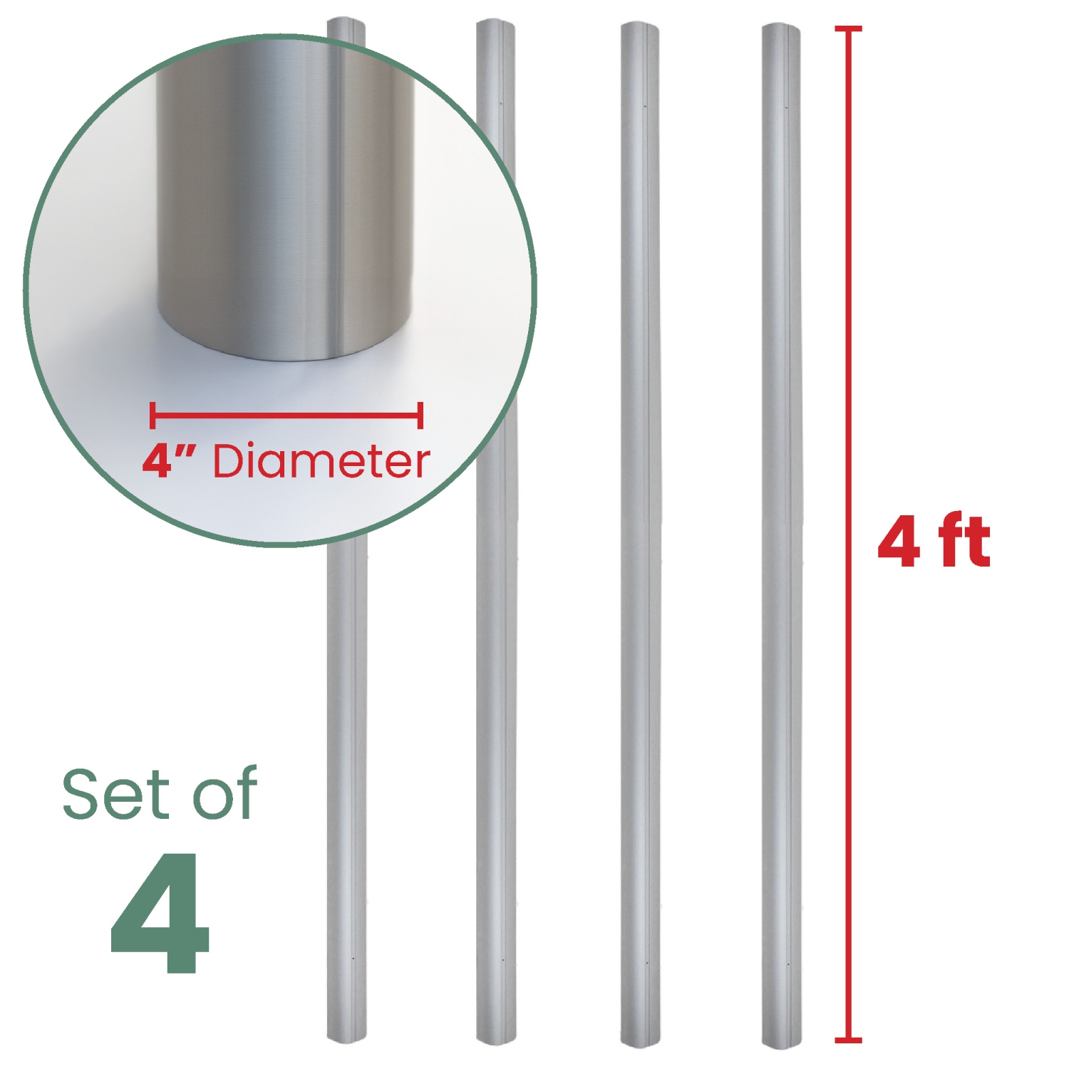 Ensemble de tubes pour piscine creusée de 16 po pour système de bobines de couverture de piscine - Ensemble de 4