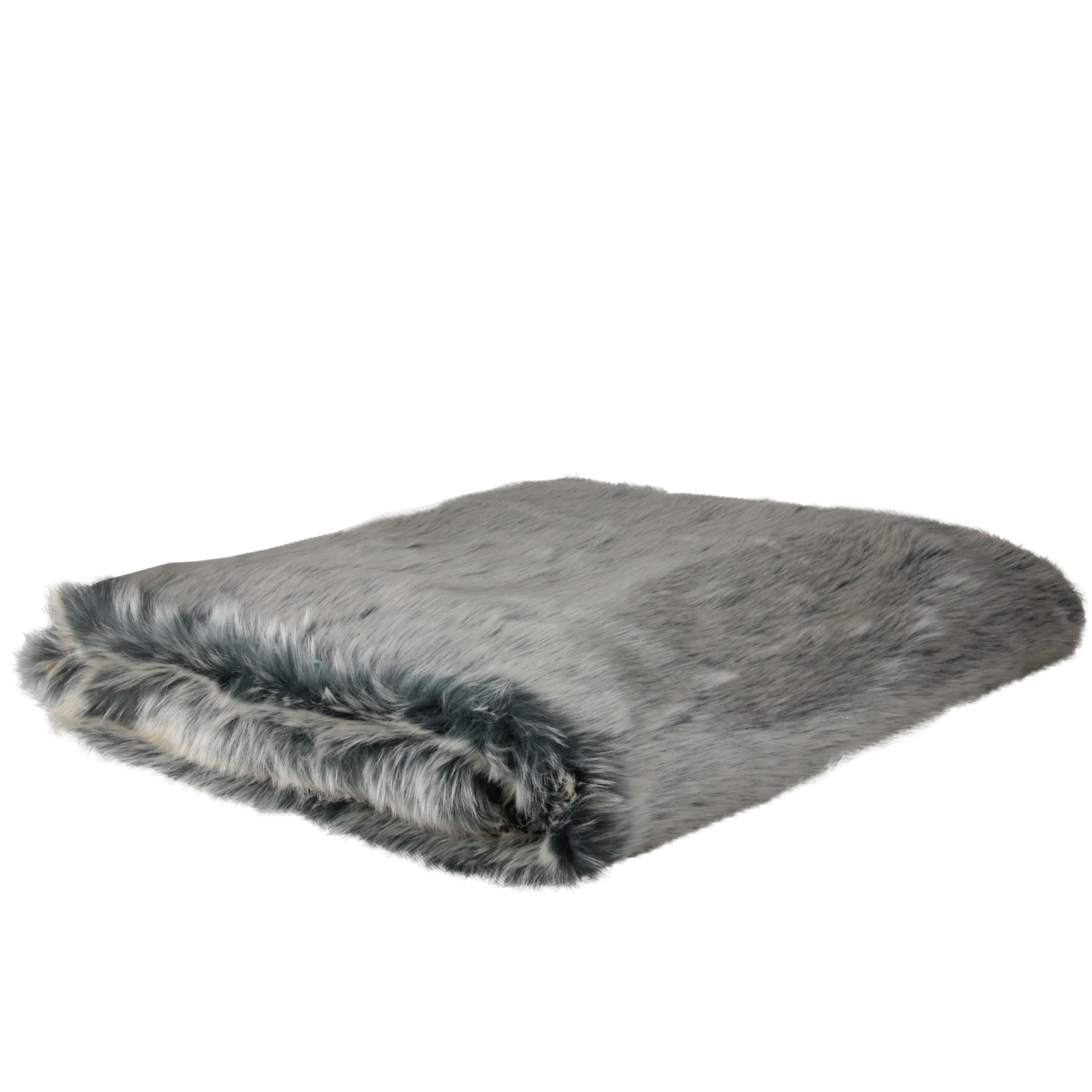 Faux Fur Gray Solid Rectangular Throw Blanket 50" x 60"