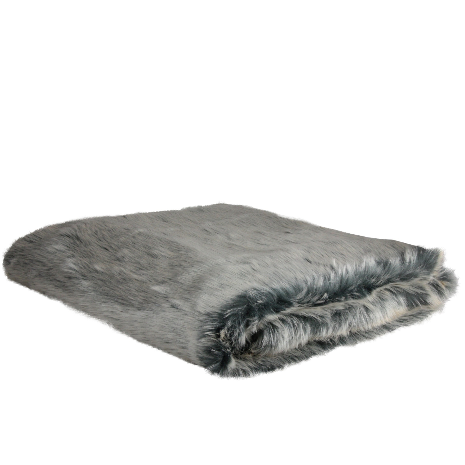 Faux Fur Gray Solid Rectangular Throw Blanket 50" x 60"