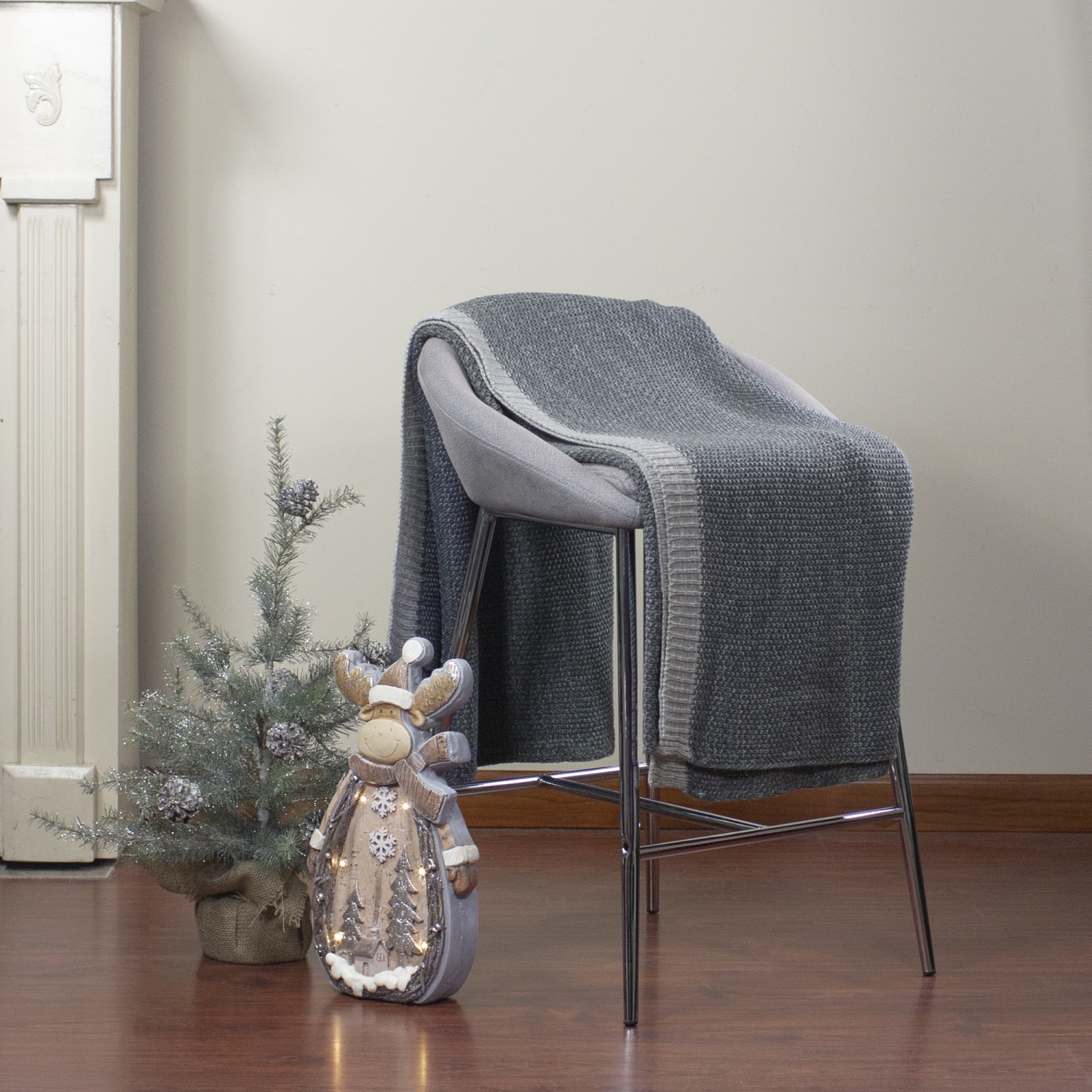 Gray Knit Rectangular Throw Blanket 50" x 60"