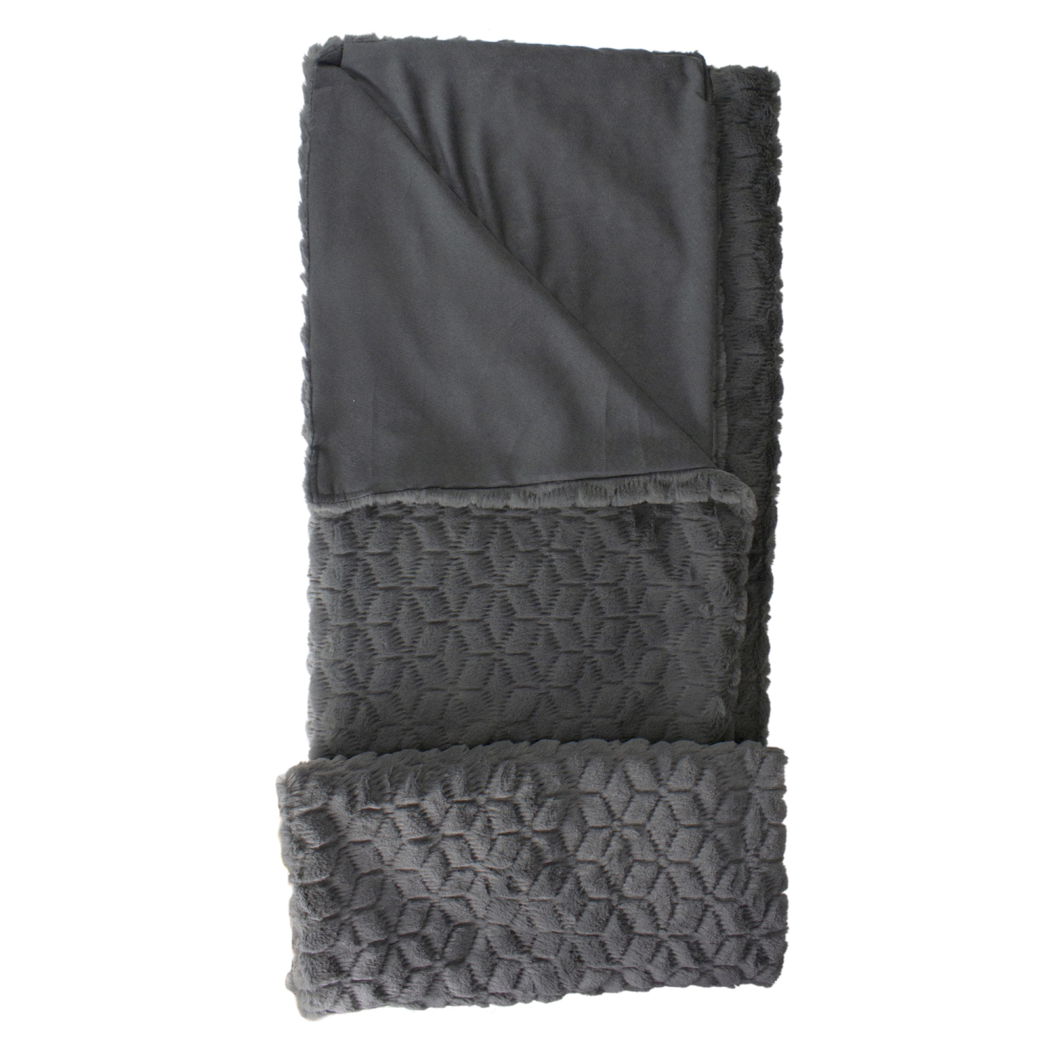 Dark Gray Ultra Plush Faux Fur Throw Blanket 55" x 63"