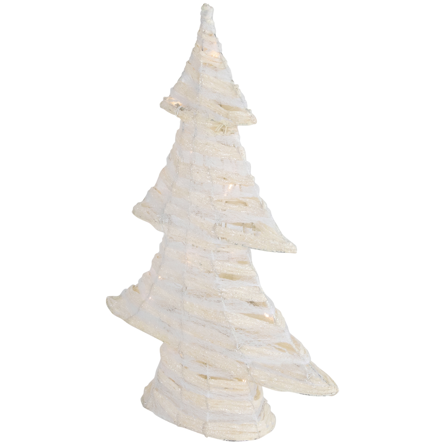 LED Lighted Glitter Christmas Tree - 18.5" - Cream - Warm White Lights