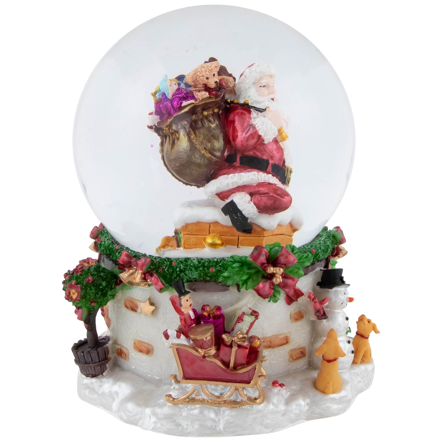 Santa Claus in Chimney Musical Christmas Snow Globe - 7"