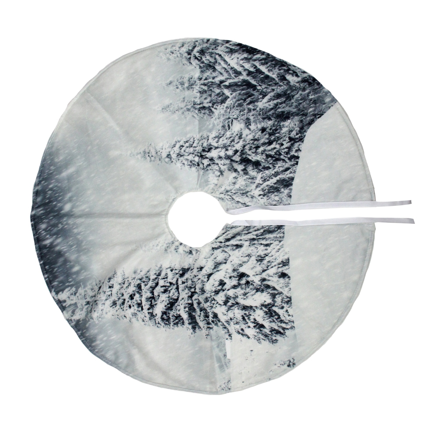 23" White and Gray Snowy Woodland Scene Mini Christmas Tree Skirt