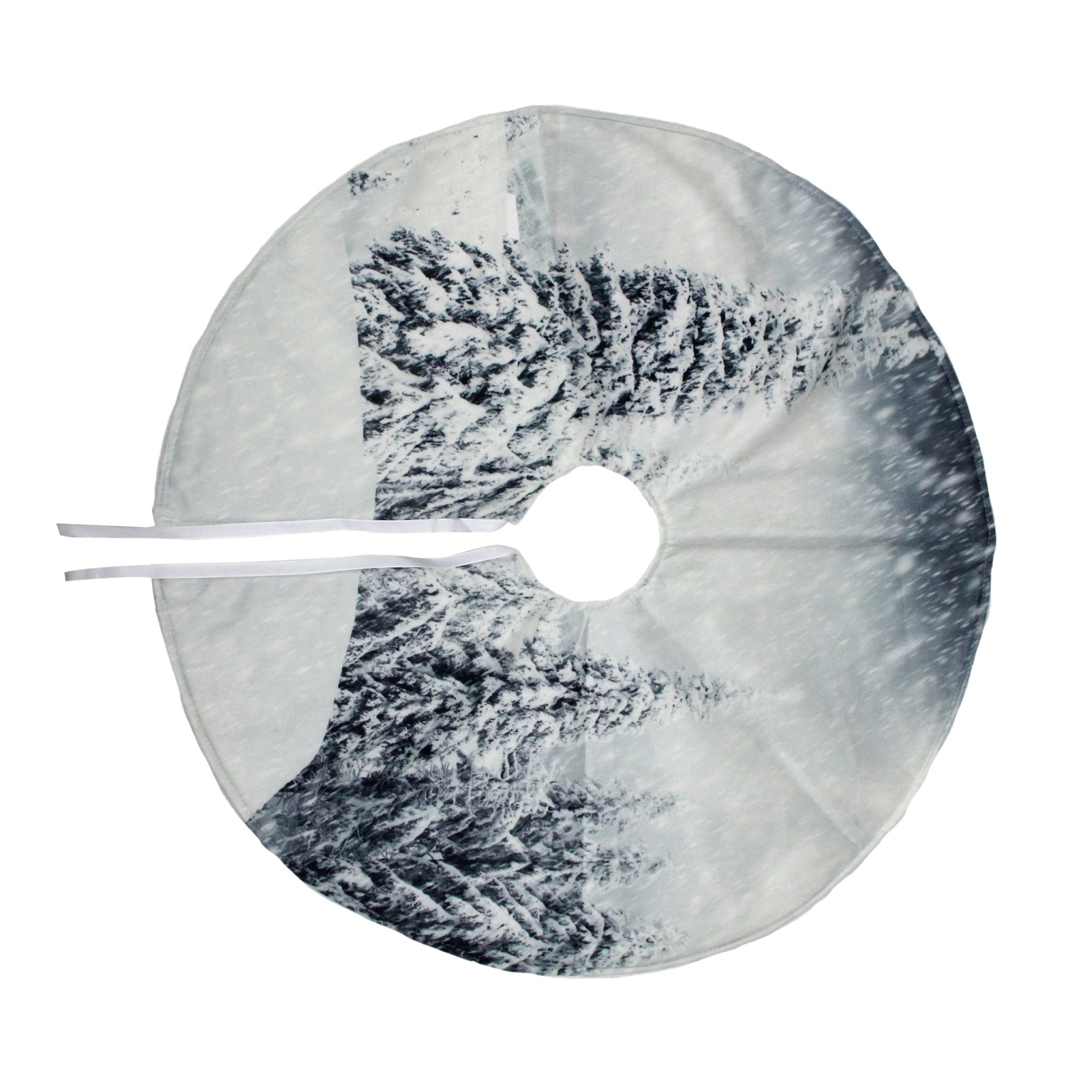 23" White and Gray Snowy Woodland Scene Mini Christmas Tree Skirt