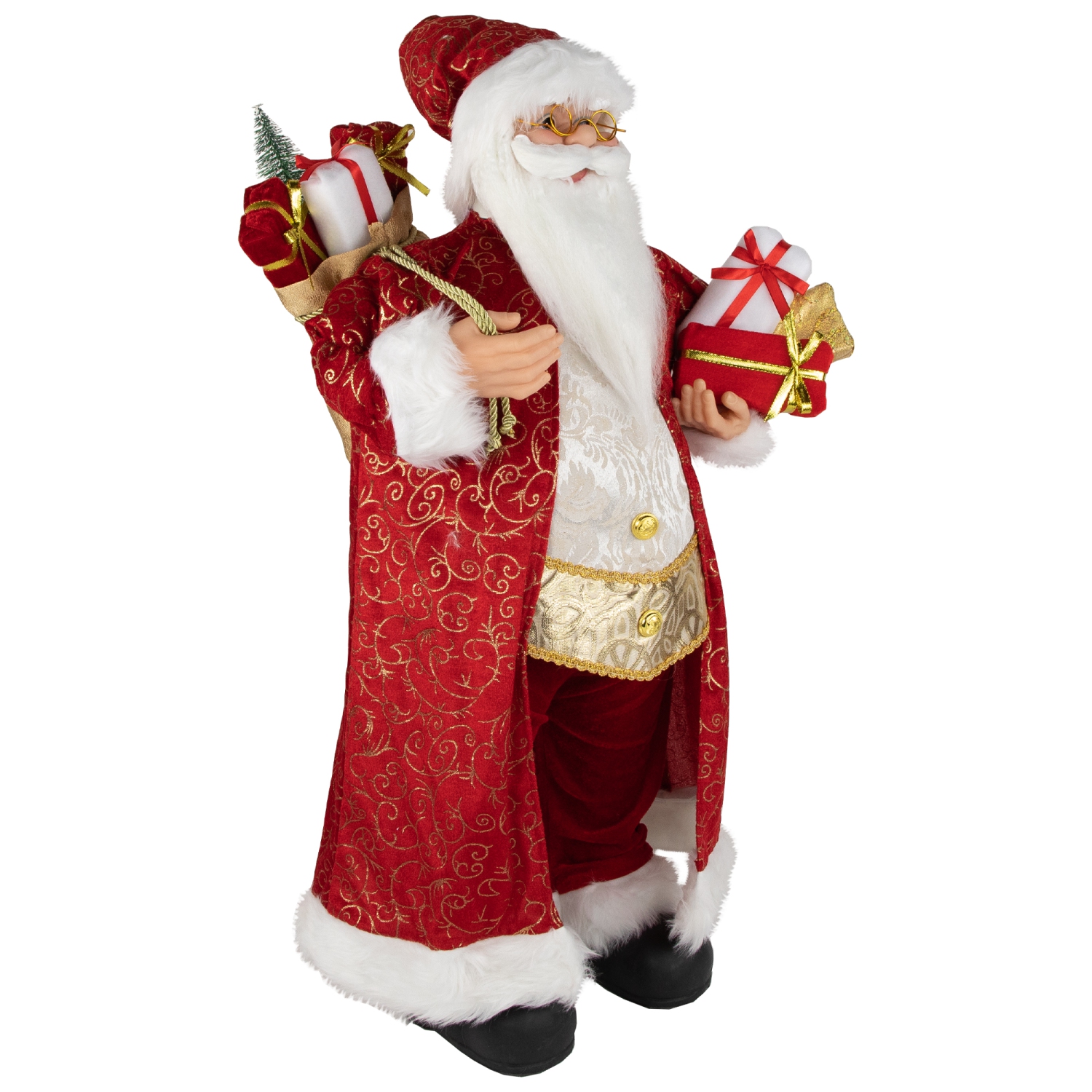 32" Red and Gold Santa Claus with Gifts Christmas Figure