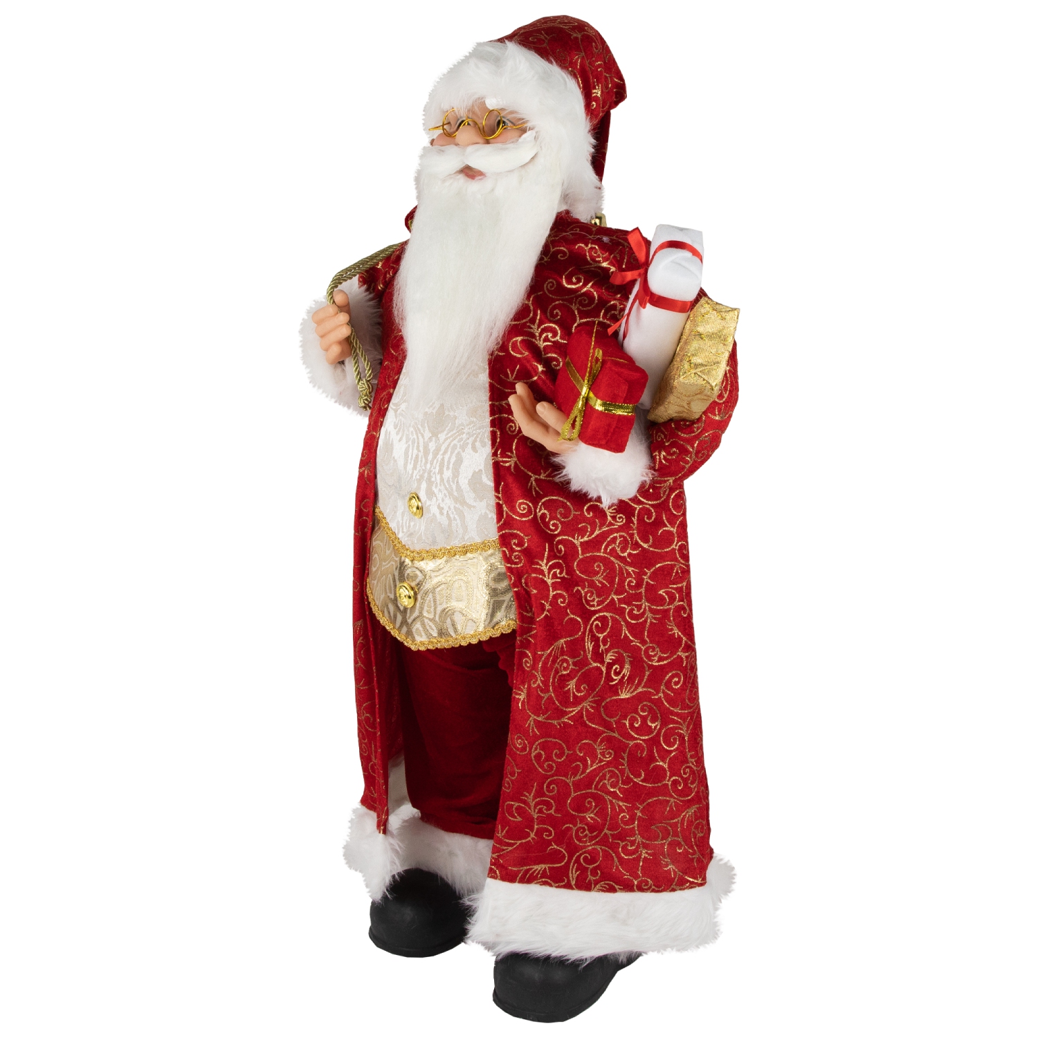 32" Red and Gold Santa Claus with Gifts Christmas Figure
