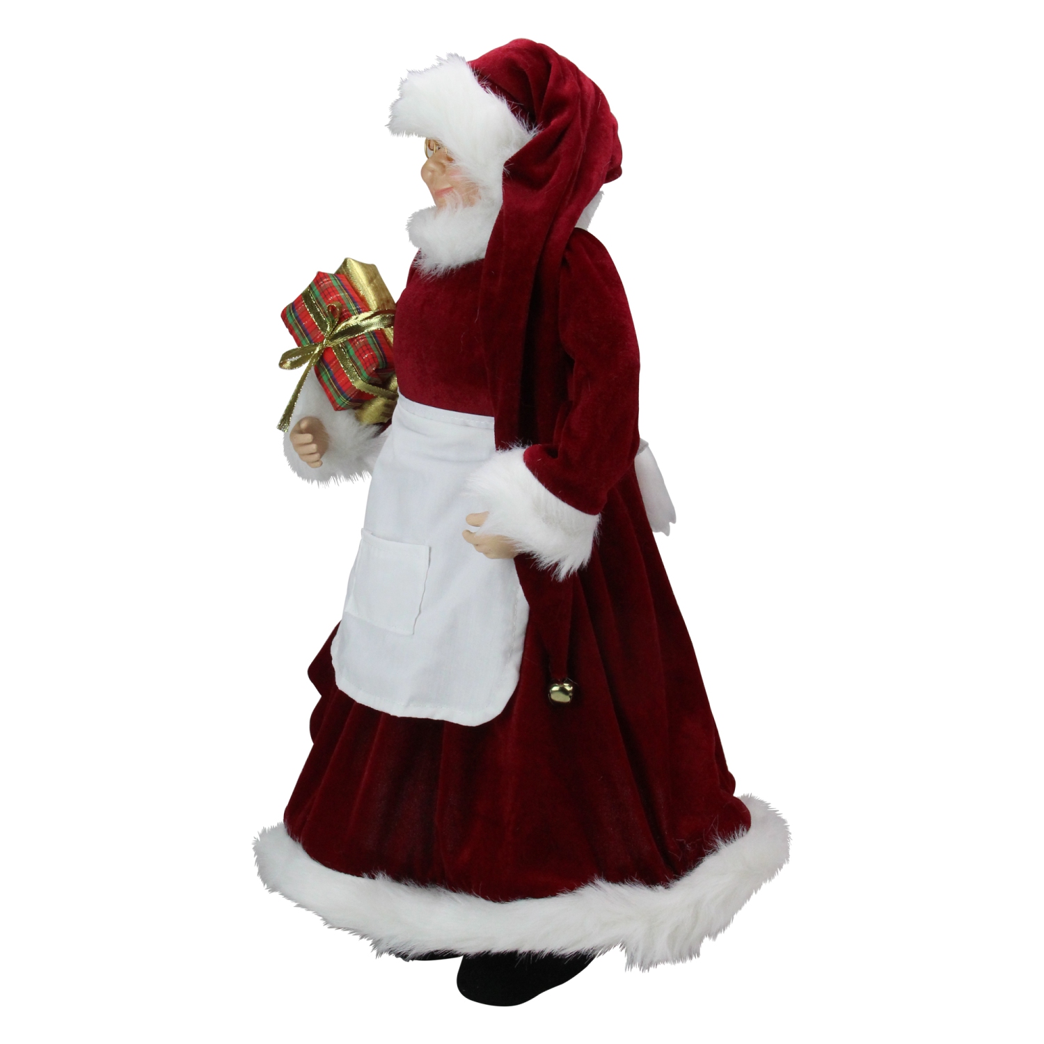 24" Traditional Mrs Claus with Braided Hair and Gifts Christmas Figure