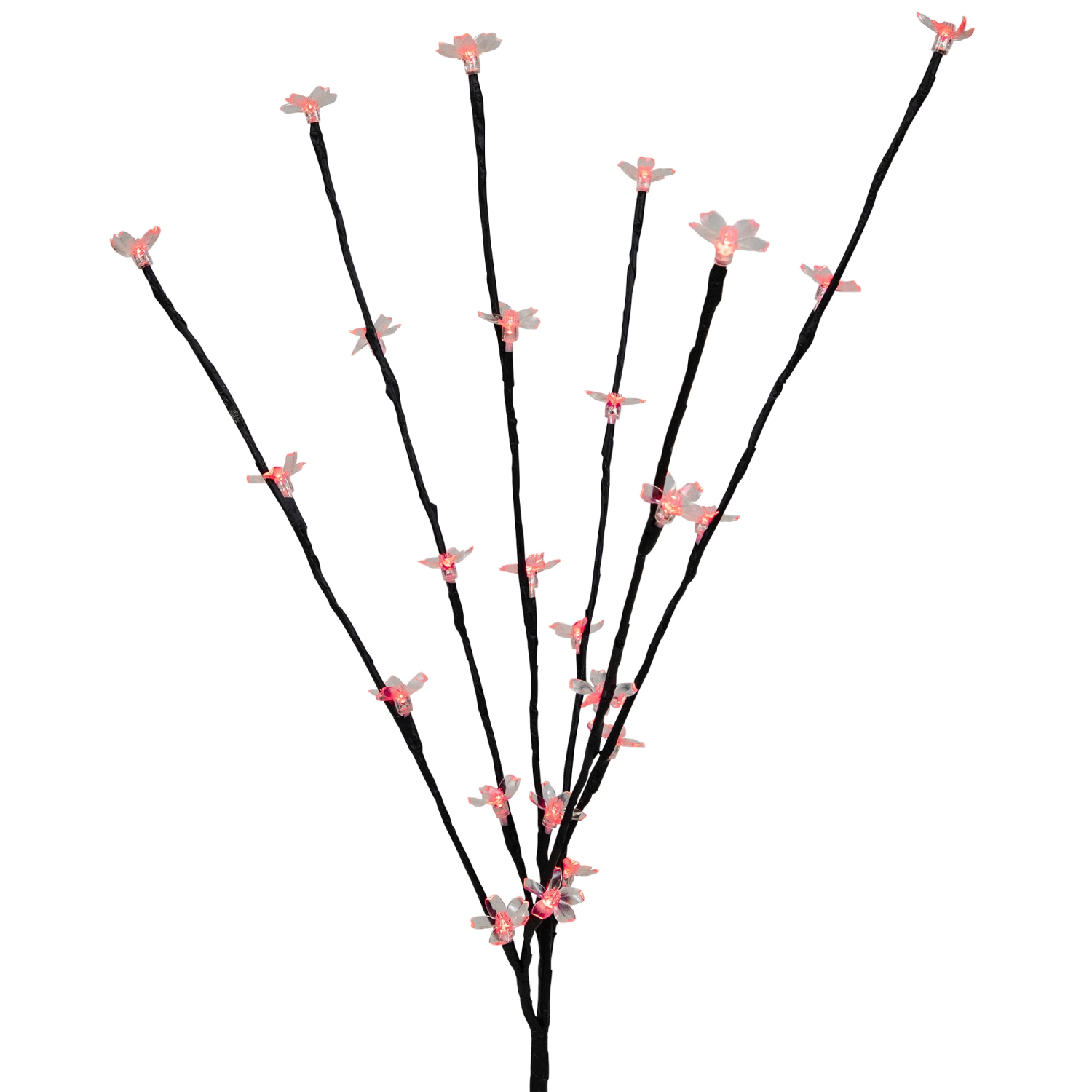 Pre-Lit Cherry Blossom Artificial Tree Branches - 2.5' - Red LED Lights - Set of 3