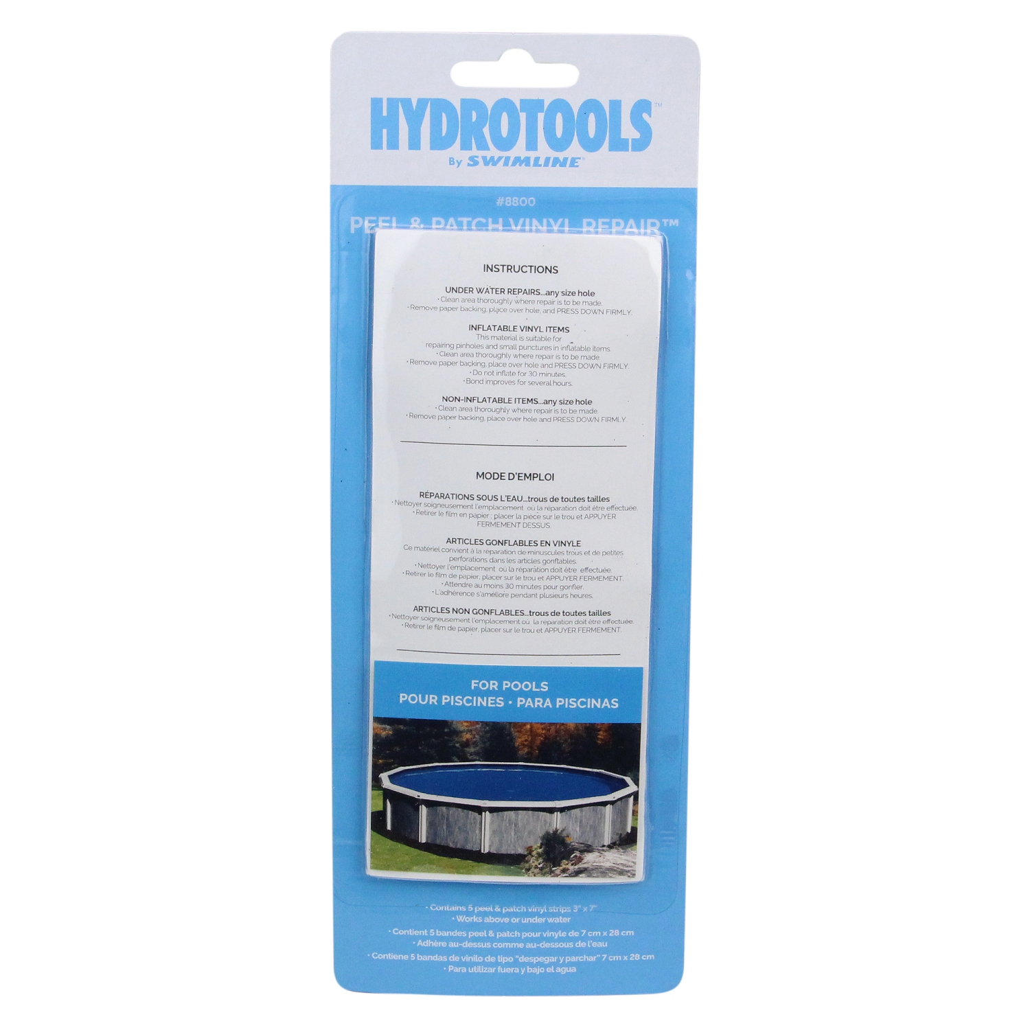 7 Trousse de réparation en vinyle détachable Clear Peel and Patch pour piscines