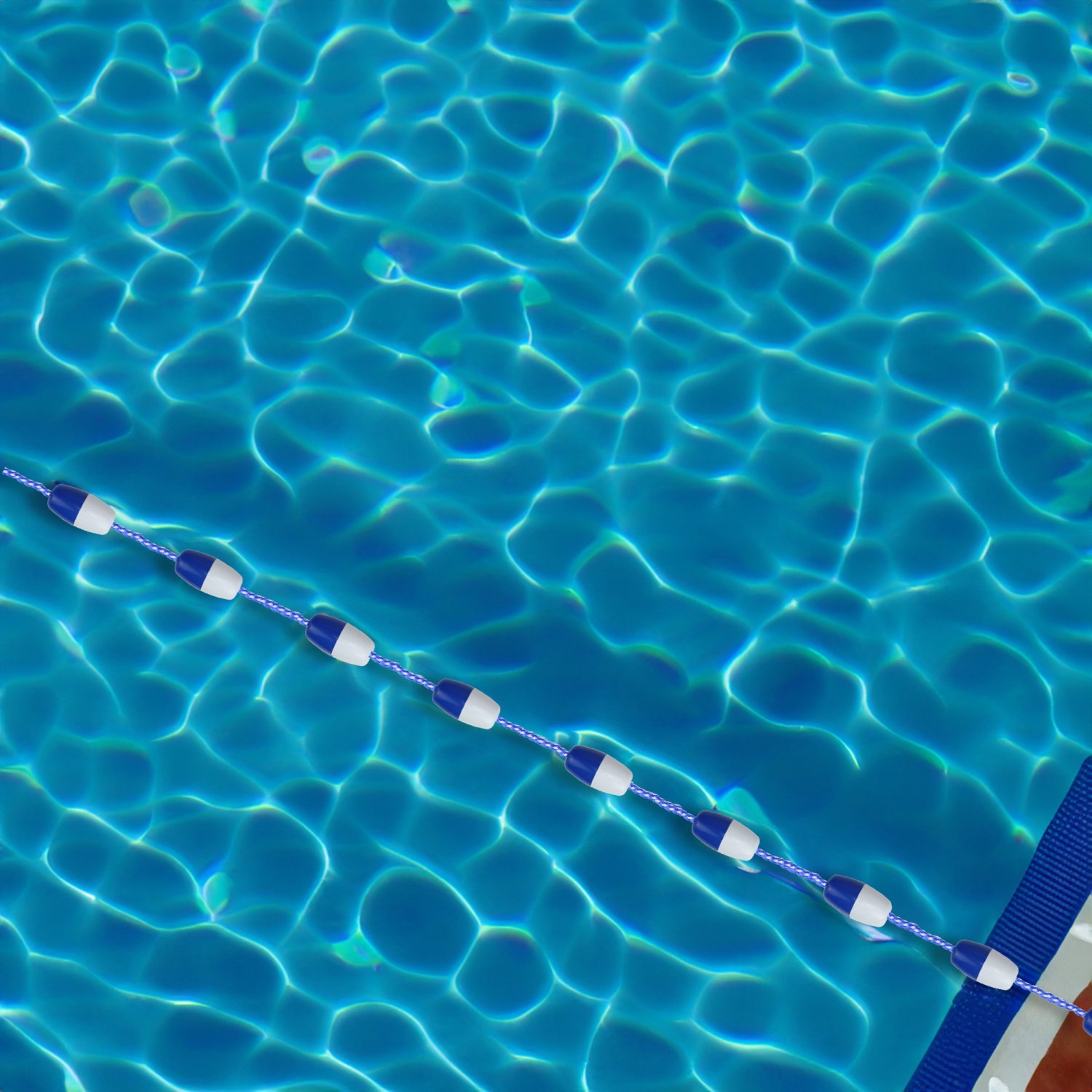23' Blue and White Swimming Pool Divider and Safety Rope Line with Floats