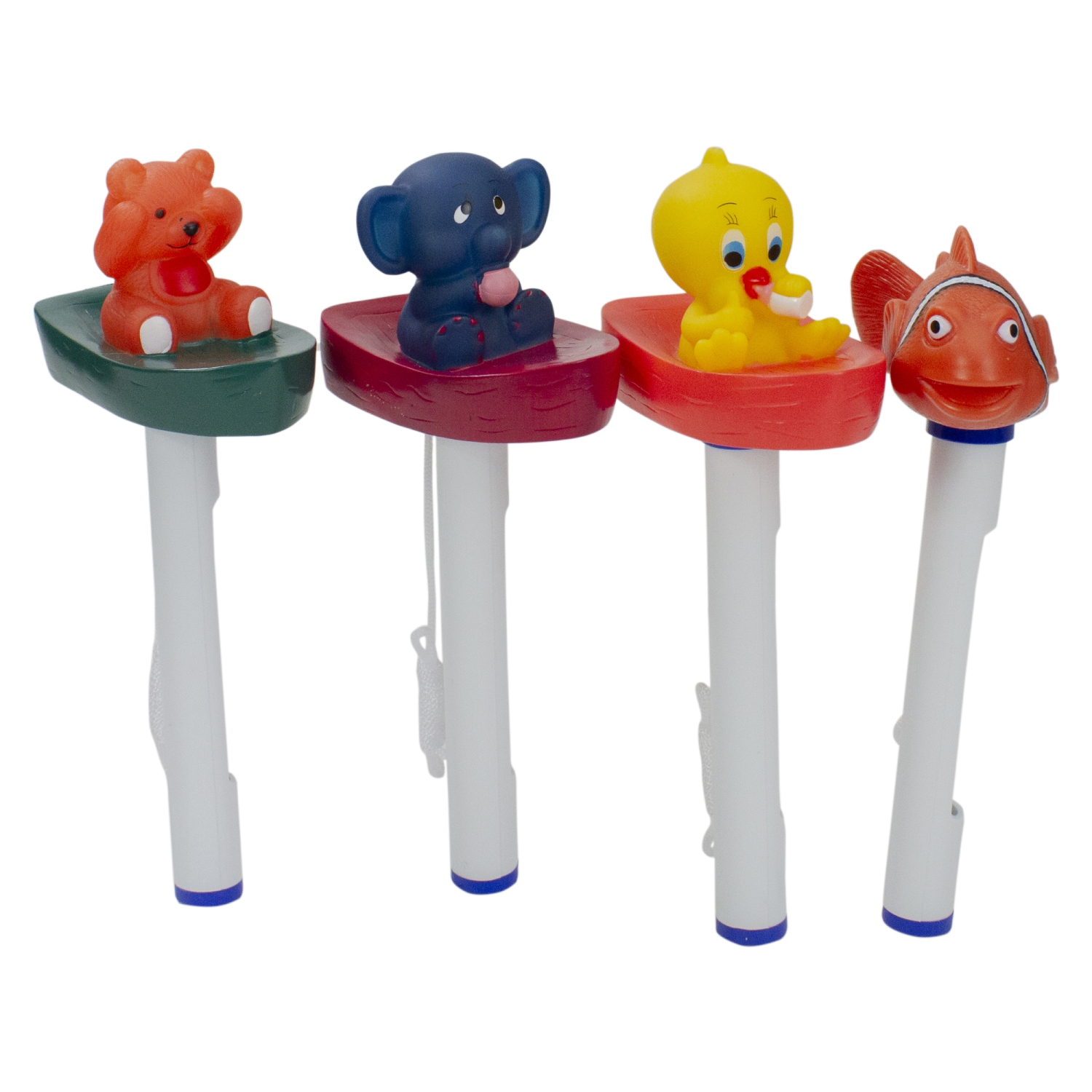 Ensemble de 4 thermomètres de piscine flottants avec cordons, blanc et orange, 9,5 po