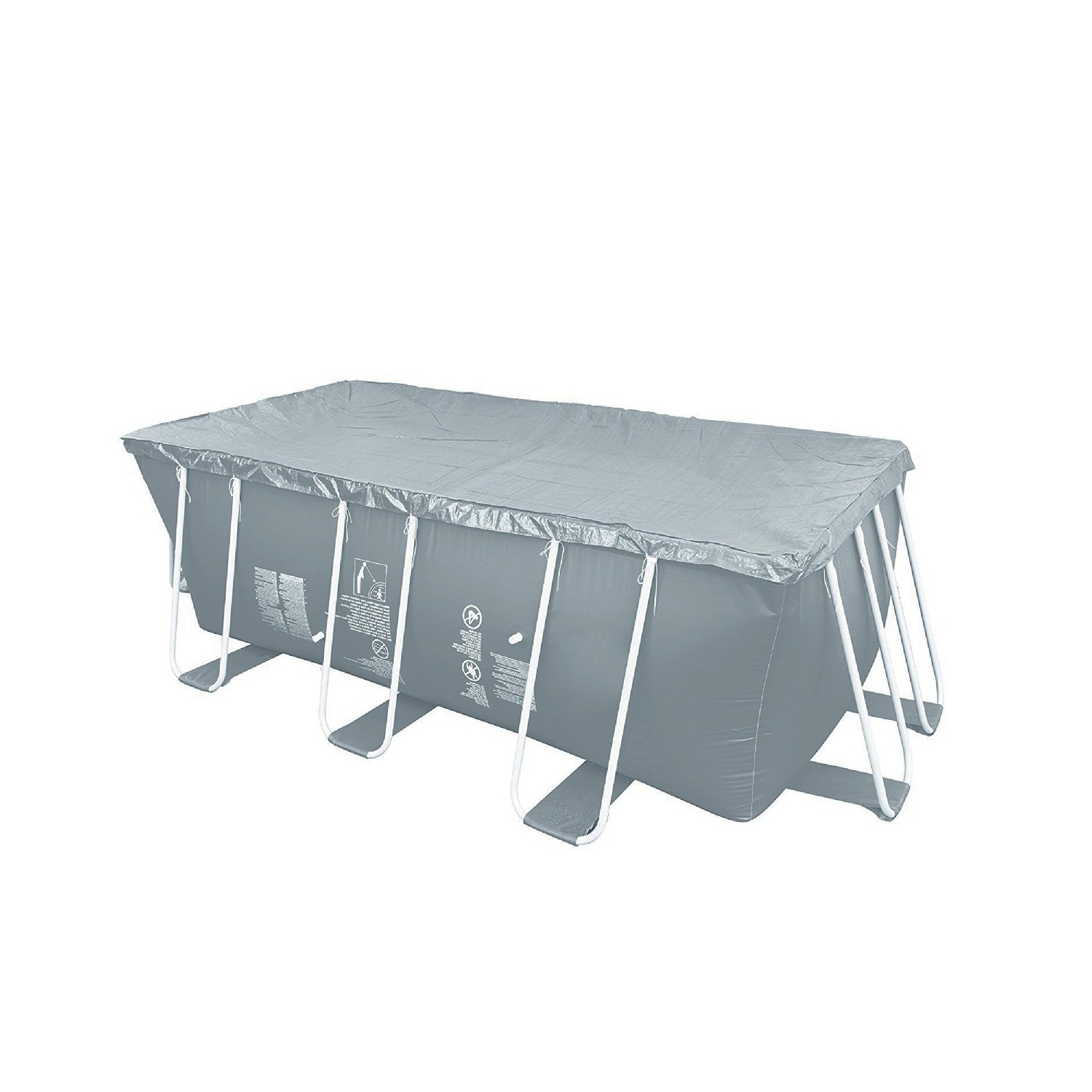Bâche de piscine rectangulaire grise de 5,9 x 12,6 pi avec attaches en corde