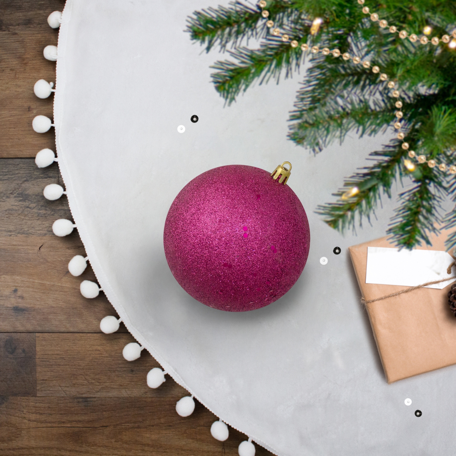 Magenta Pink Glitter Shatterproof Christmas Ball Ornament 4"