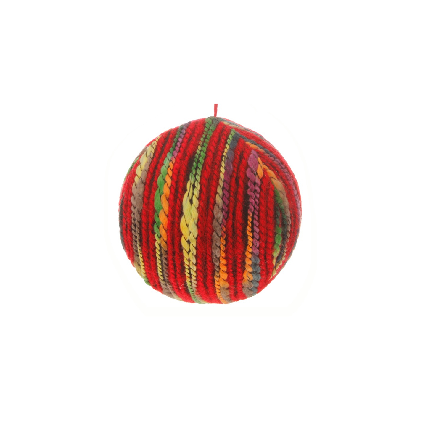 Red and Green Strings Christmas Ball Ornament 5"