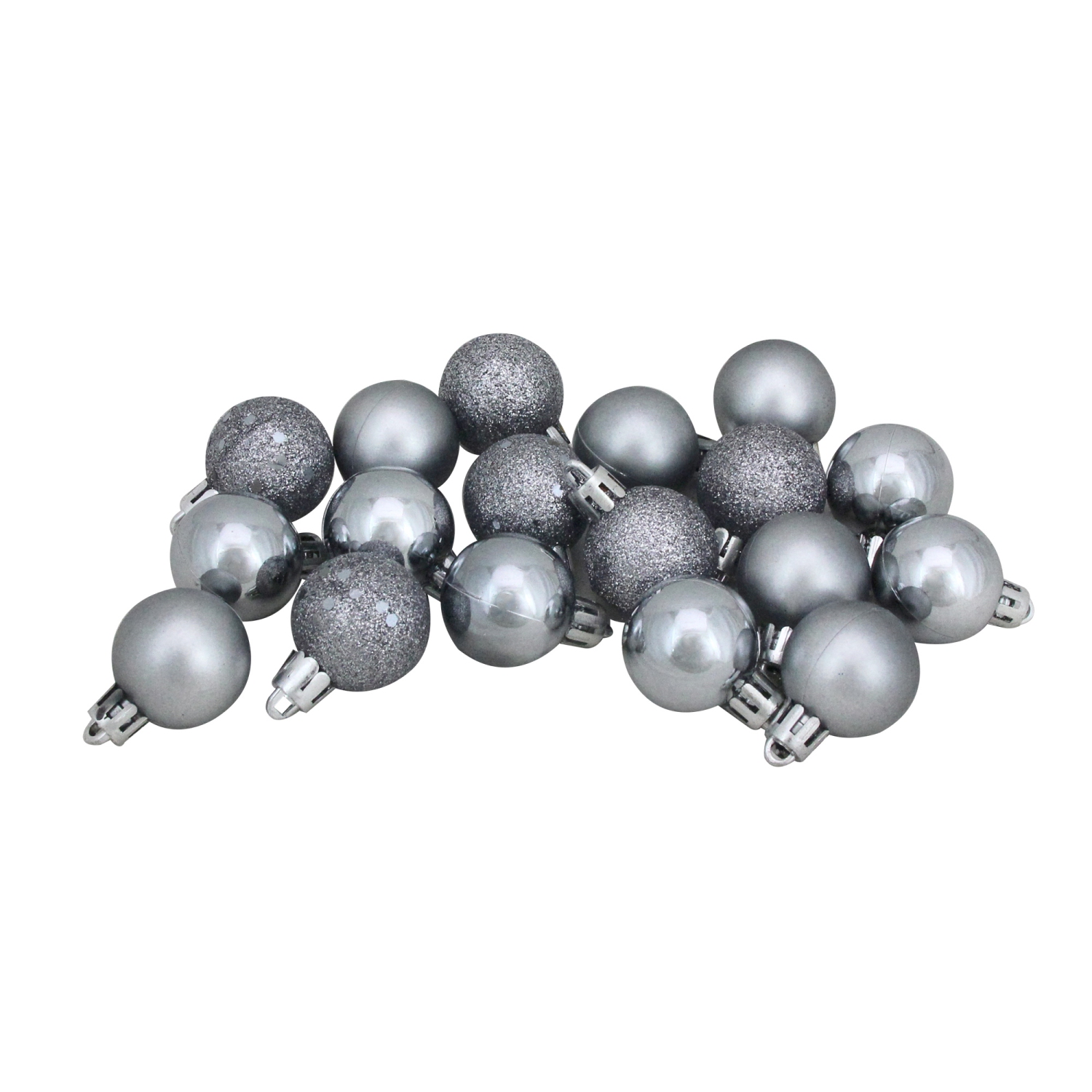 18ct Pewter Gray Shatterproof 4-Finish Christmas Ball Ornaments 1.25"