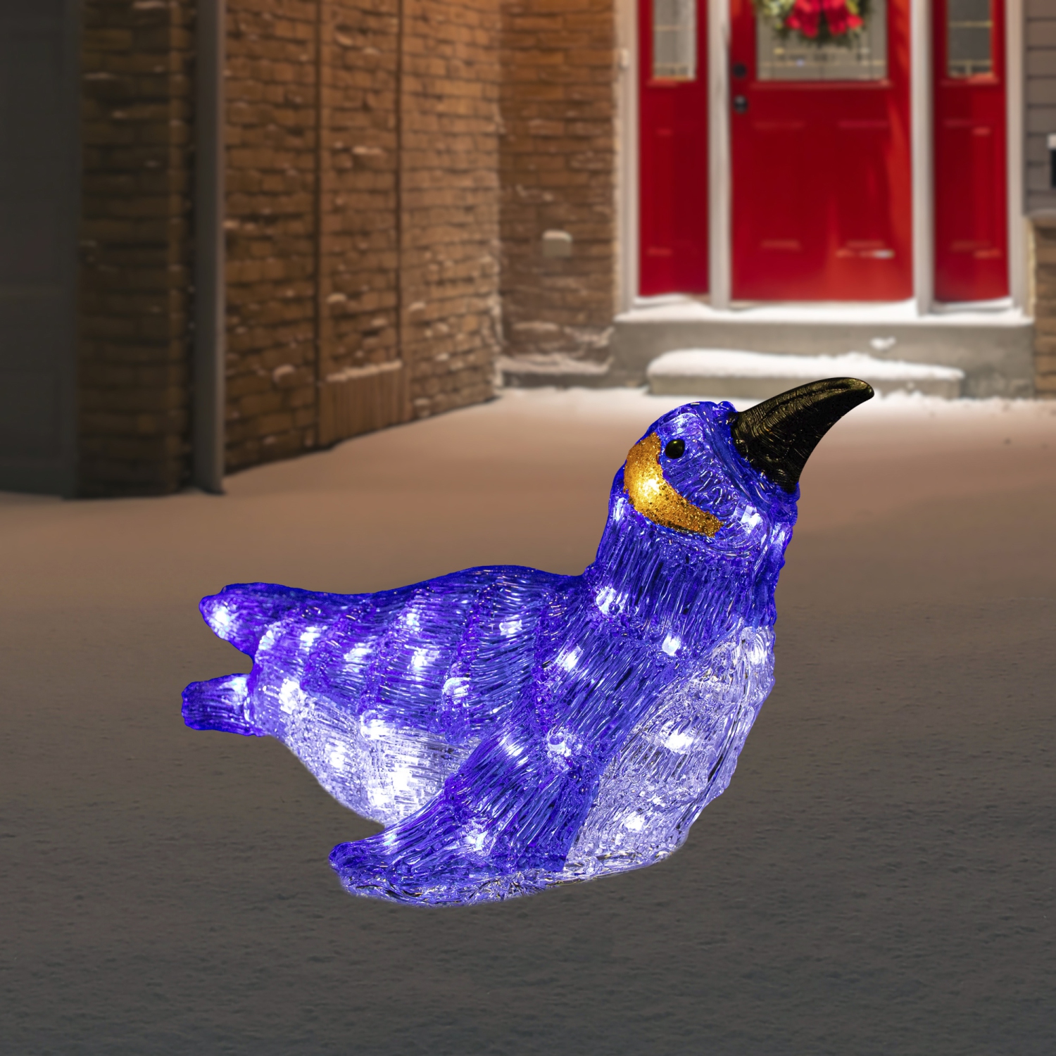 LED Lighted Commercial Grade Acrylic Swimming Penguin Outdoor Christmas Decoration - 16"