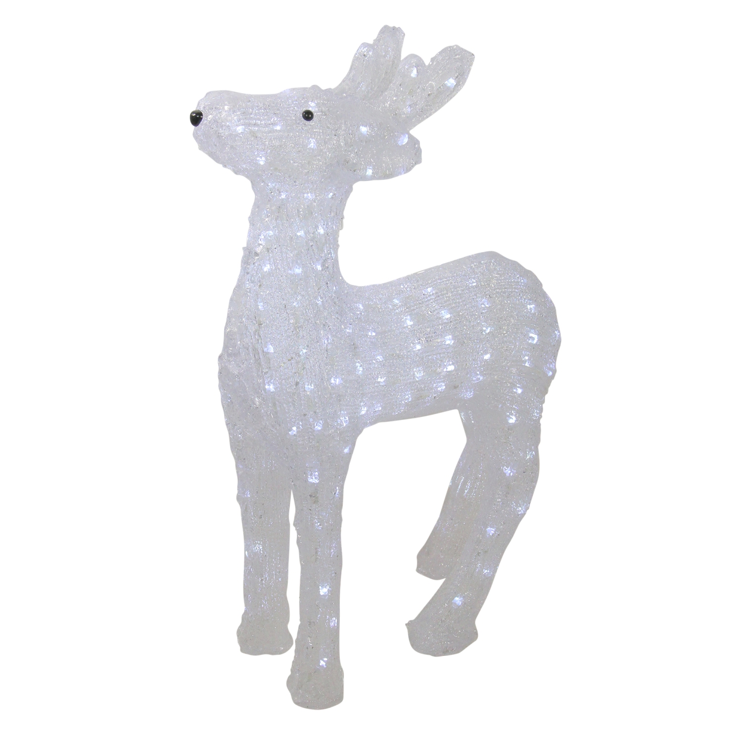 LED Lighted Commercial Grade Acrylic Reindeer Christmas Display Decor - 23" - Pure White Lights
