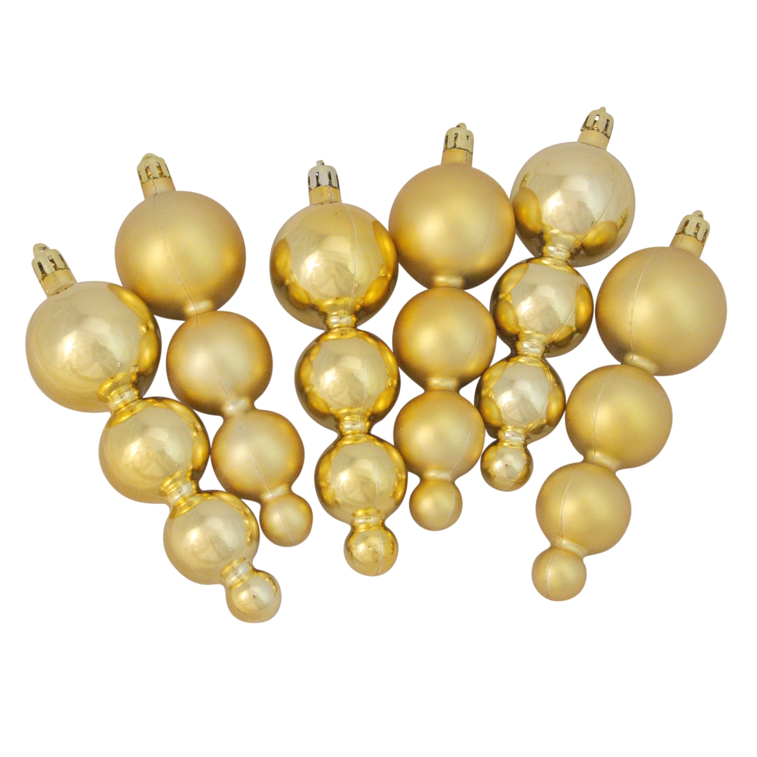 6ct Vegas Gold Shatterproof 2-Finish Christmas Ornaments 5.75"